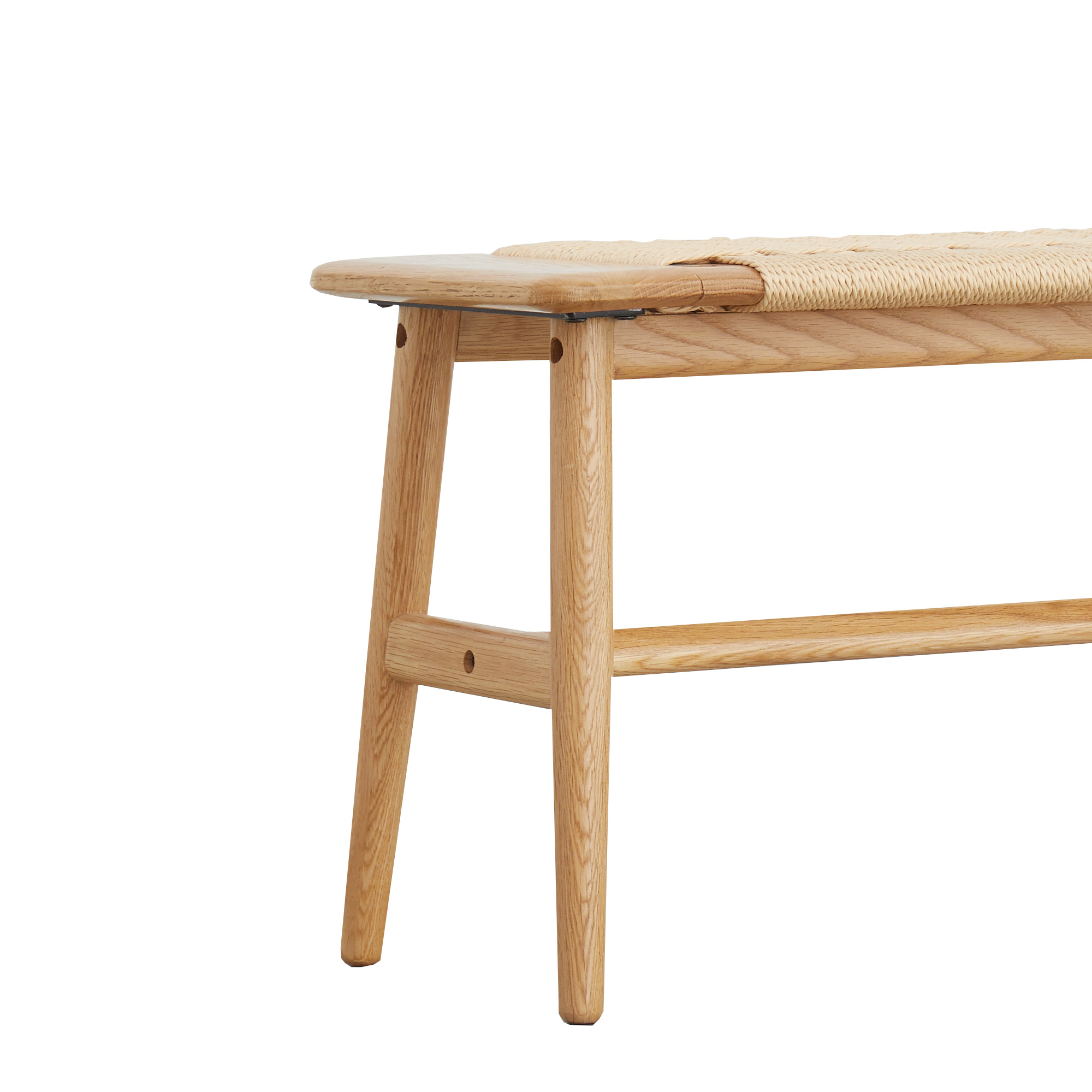 Oak Woven Seat Bench, picture 3 of 5