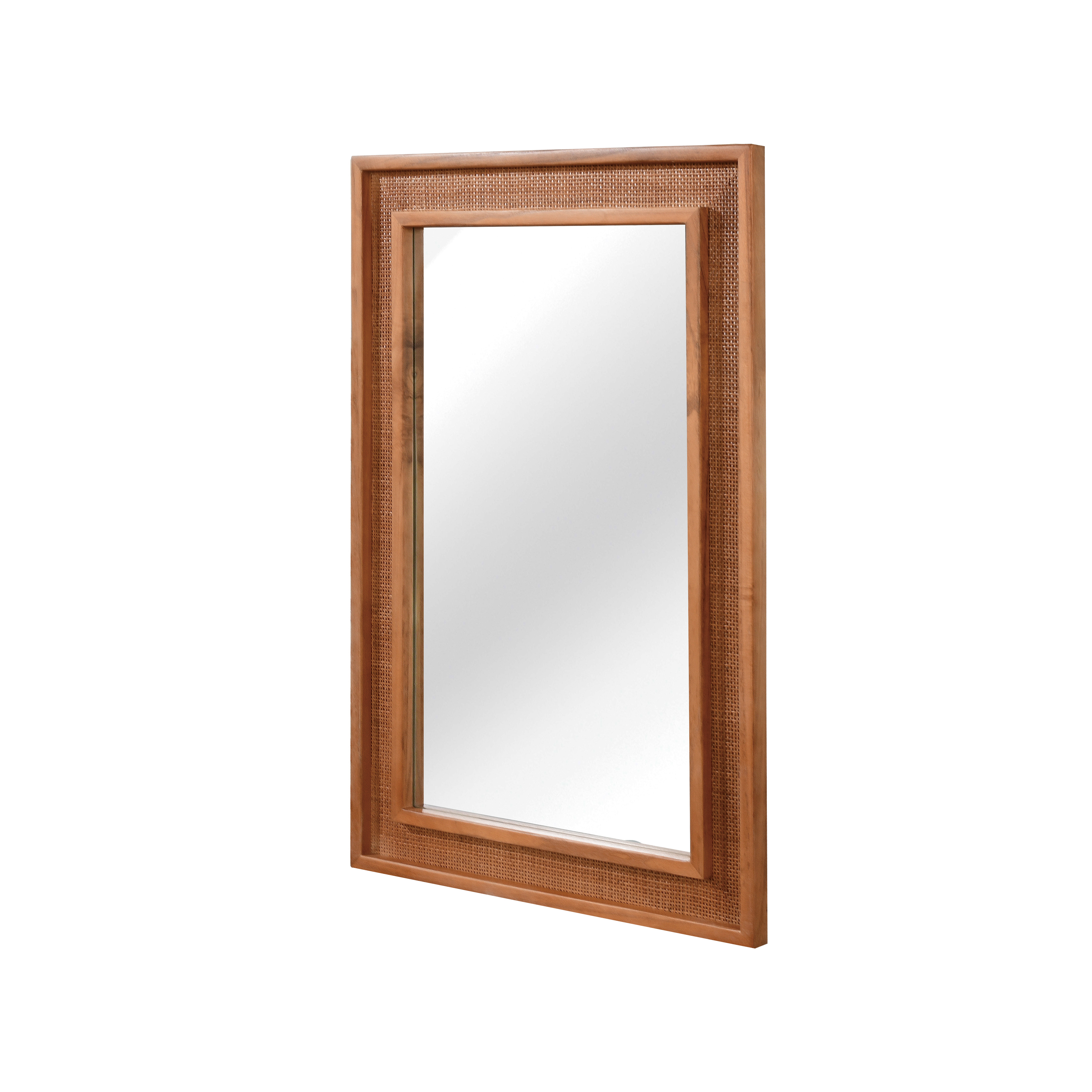 Yellowish Brown 20"x30" Rattan Rectangle Solid Wood Frame Decorative Mirror,For Farmhouse,Bathroom,Home Decor,Entryway — foto 5