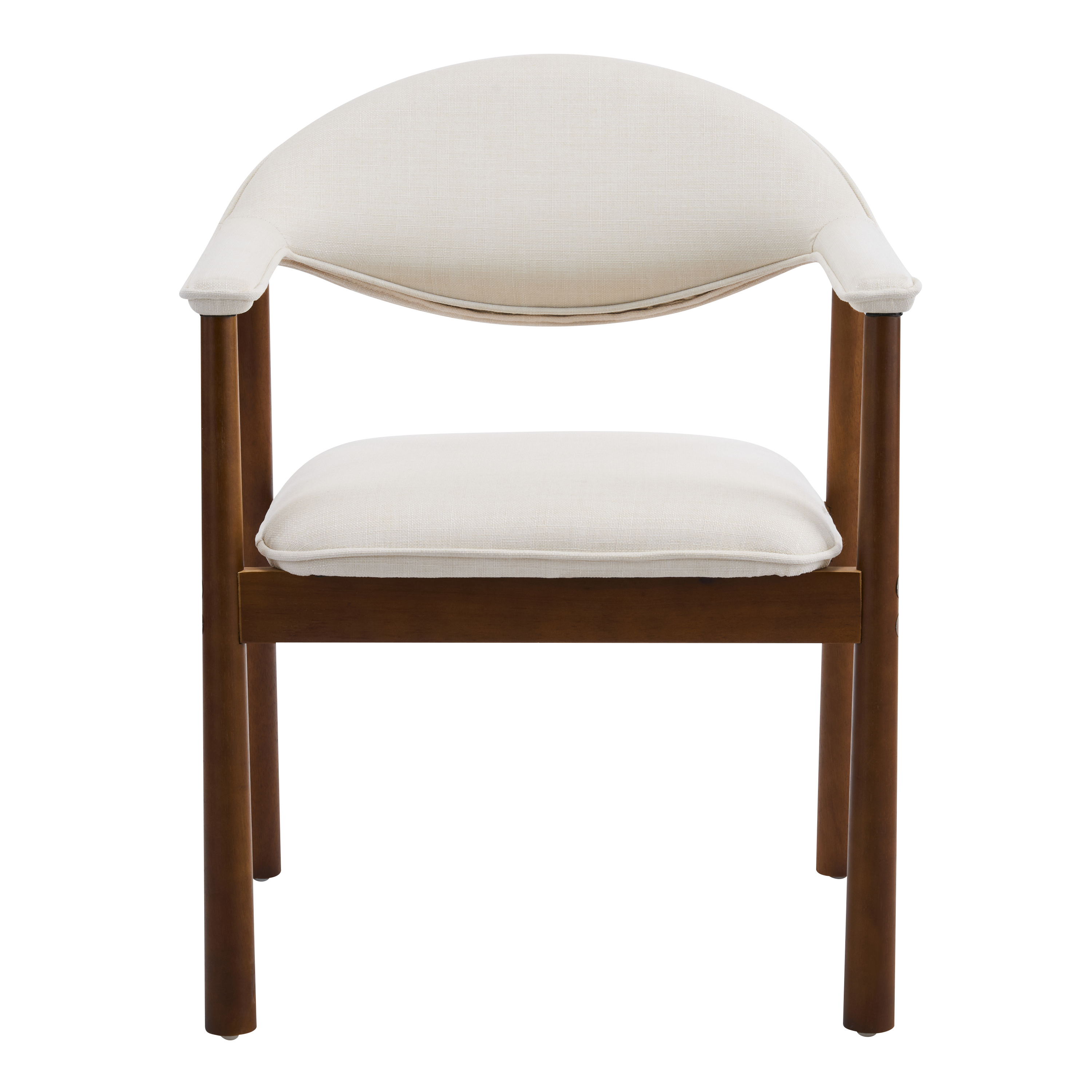 Modern Upholstered Dining Chairs with Curved Back, Beige Fabric & Walnut Finish Rubber Wood, Set of 2 — foto 4