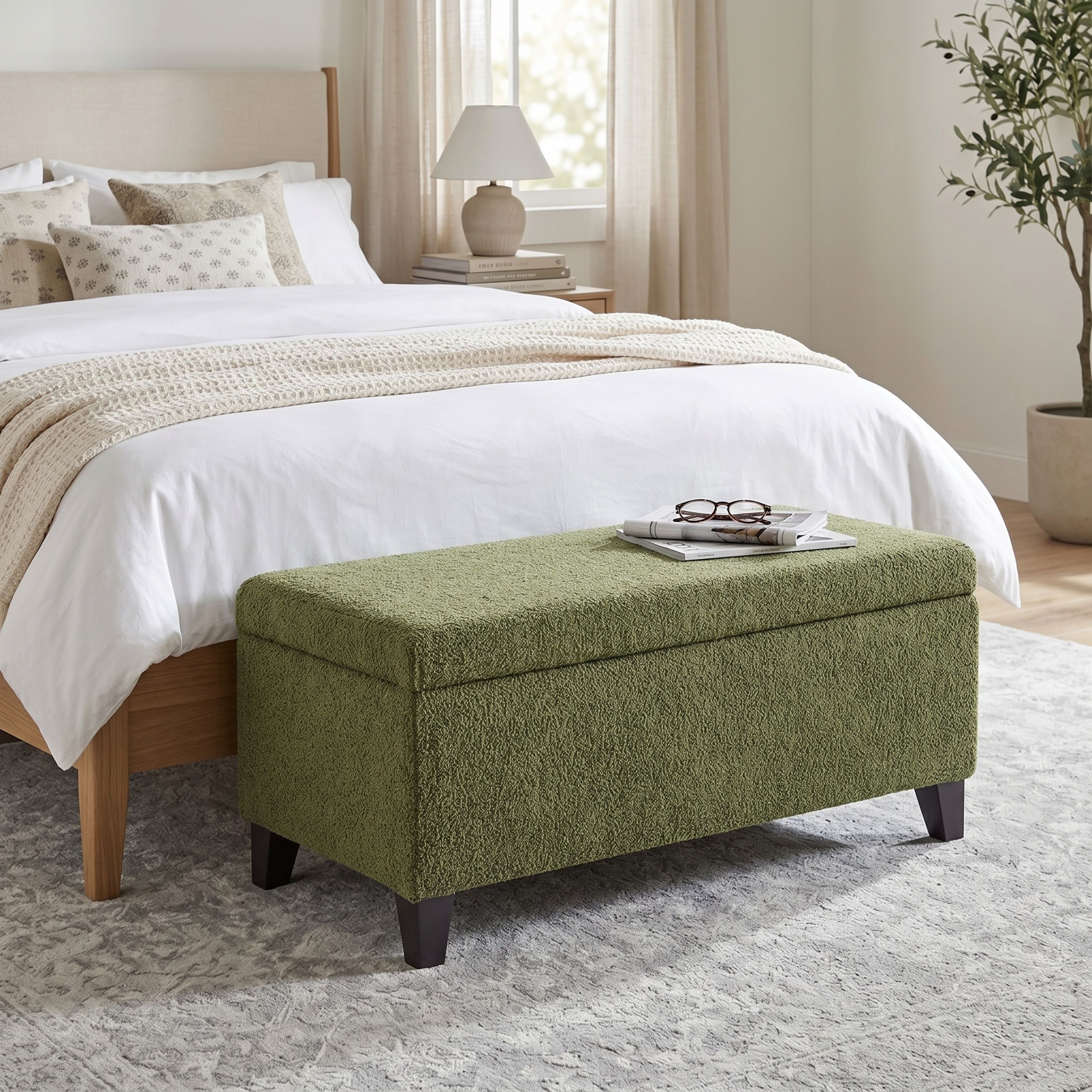 Boucle Storage Ottoman, picture 3 of 5