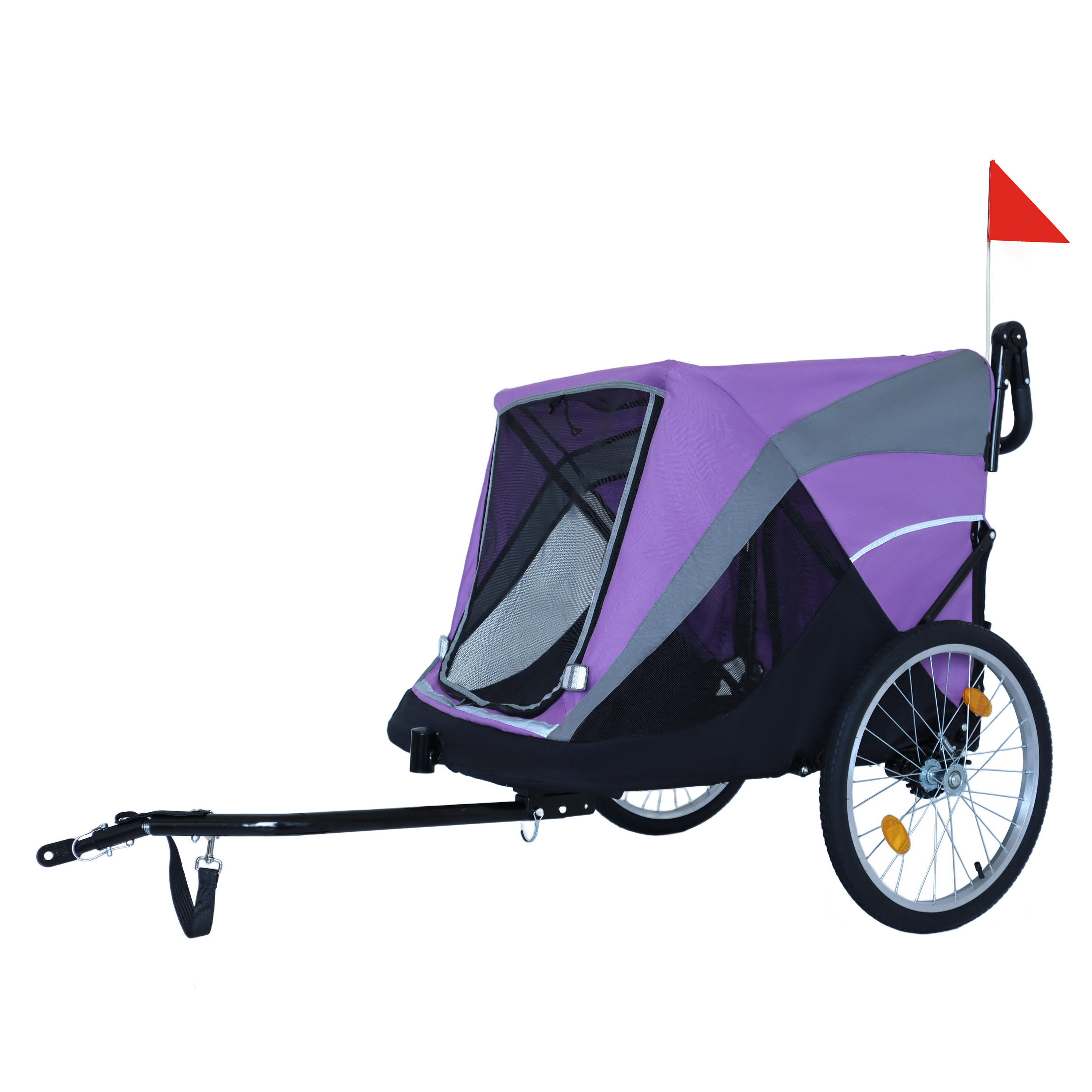 2-in-1 Bike Trailer & Push Cart for Pets - Detachable Bike Hitch & Push Handle Included - Quick Release Wheel, Internal Leash, Dual Cup Pockets and Underneath Storage Bag,  Holds Pets Up to 100 lbs — foto 13