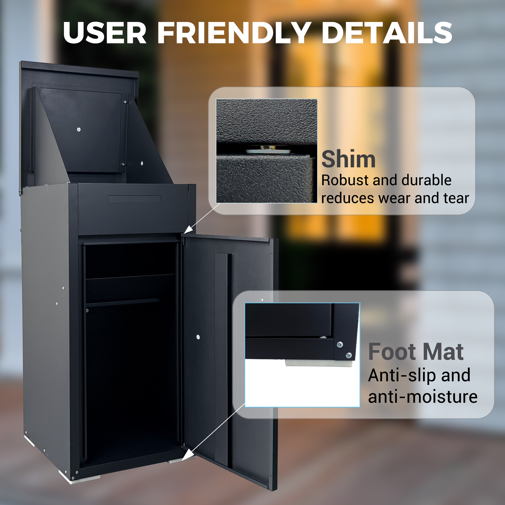 Package Delivery Box for Outside,  Cold-Rolled Steel Delivery Box for Packages & Mails, Anti-Theft Lockable Large Mailbox for Porch, House, Curbside, Black — foto 12