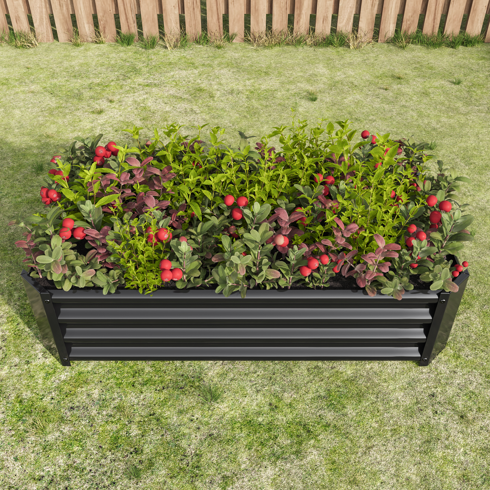 Black 4×2×1ft Metal Raised Garden Bed, Rectangle Raised Planter for Flowers Plants, Vegetables Herb — foto 5
