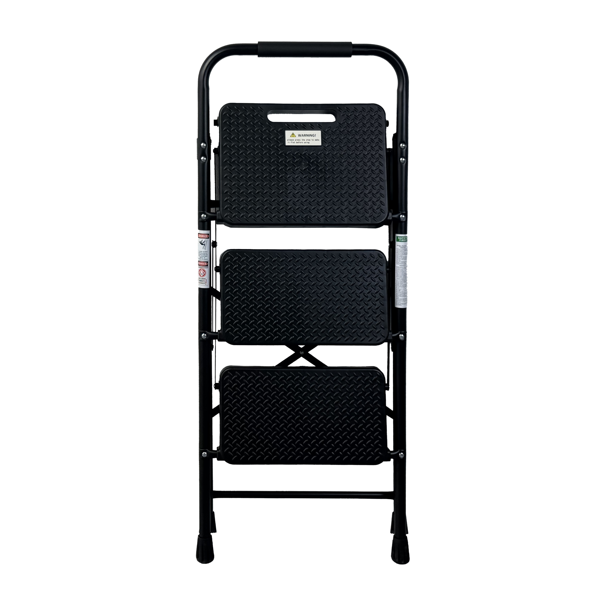 3 Step Ladder, Folding Step Stool with Wide Anti-Slip Pedal, Sturdy Steel Ladder,  Lightweight, Portable Steel Step Stool — foto 4