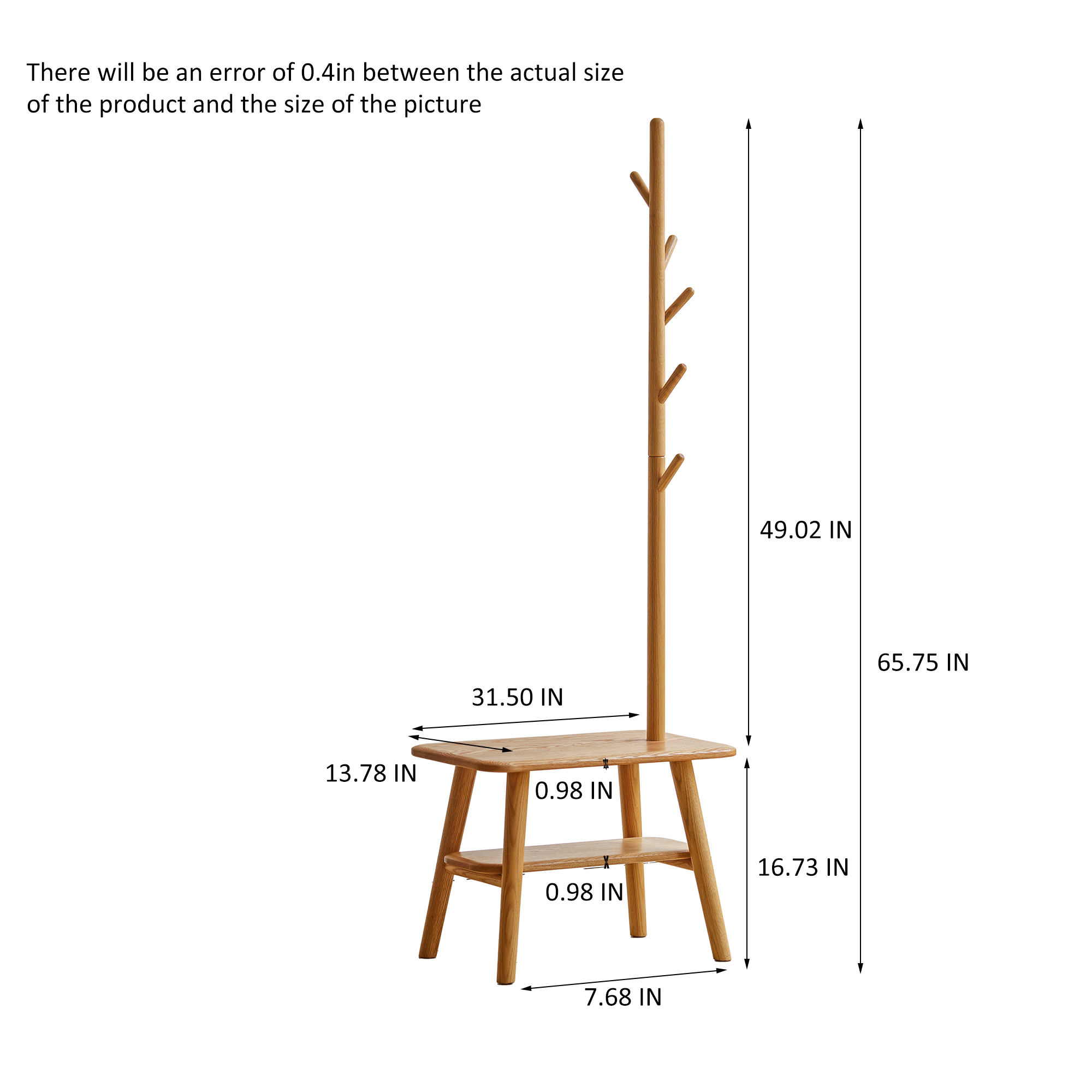 Wood Shoe Bench with Coat Rack, picture 4 of 4