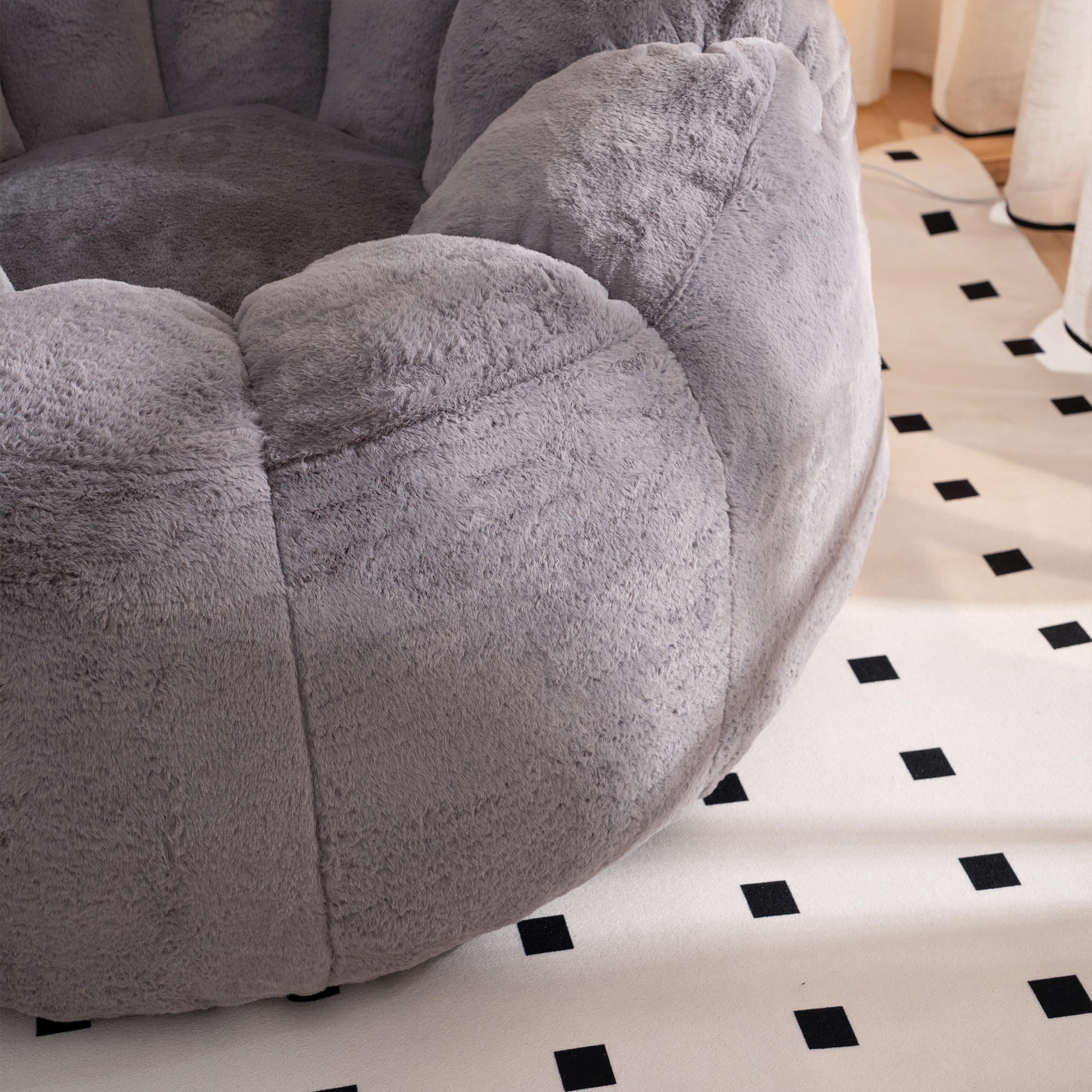 Giant Bean Bag Chair, Oversized Bean Bag Couch for Adults and Kids, Faux Fur Shell-Shaped Large Bean Bag Chair with Filler, Stuffed Big Accent Sofa Chair Floor Sofa for Gaming, Reading 5