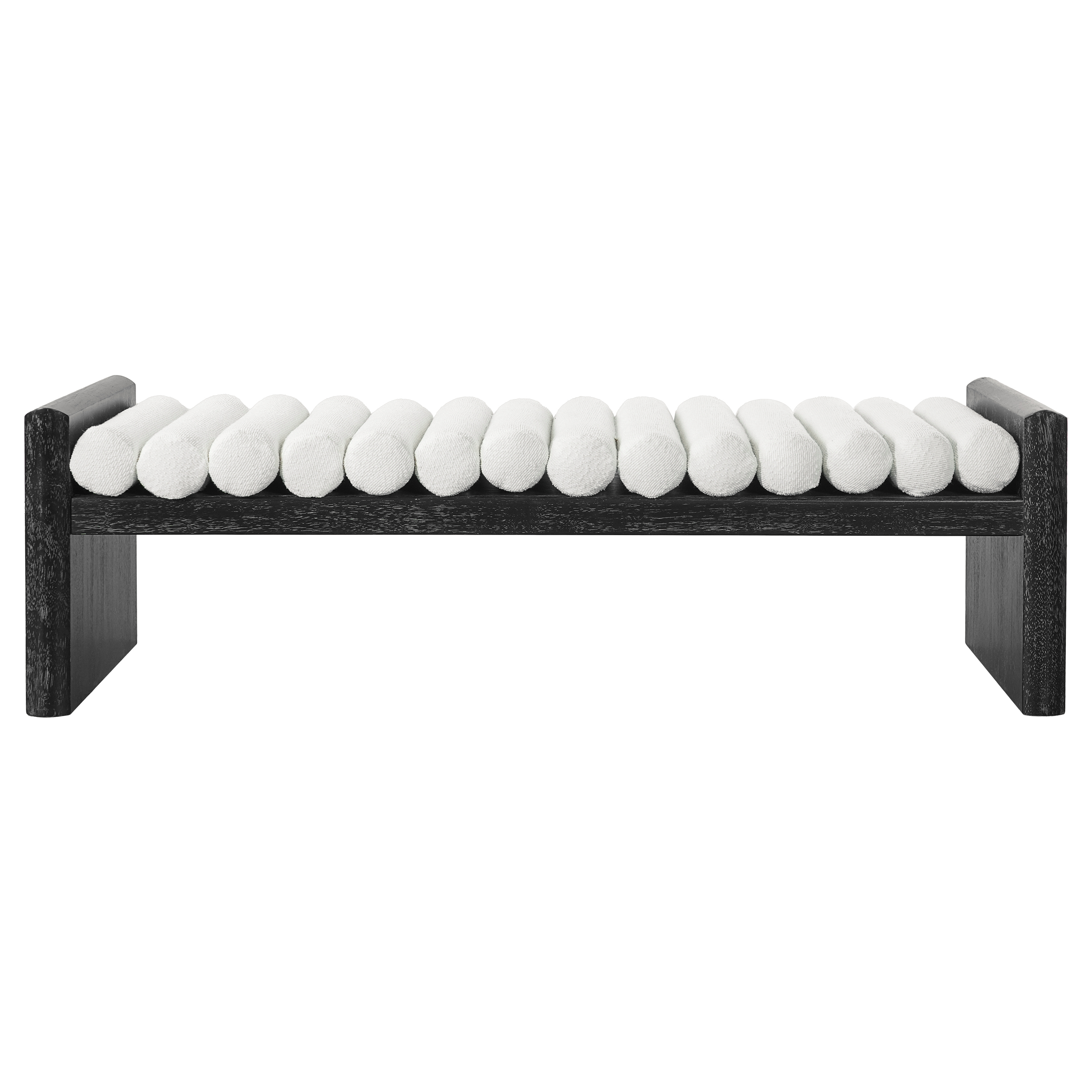 Chenille Upholstered Ottoman Bench