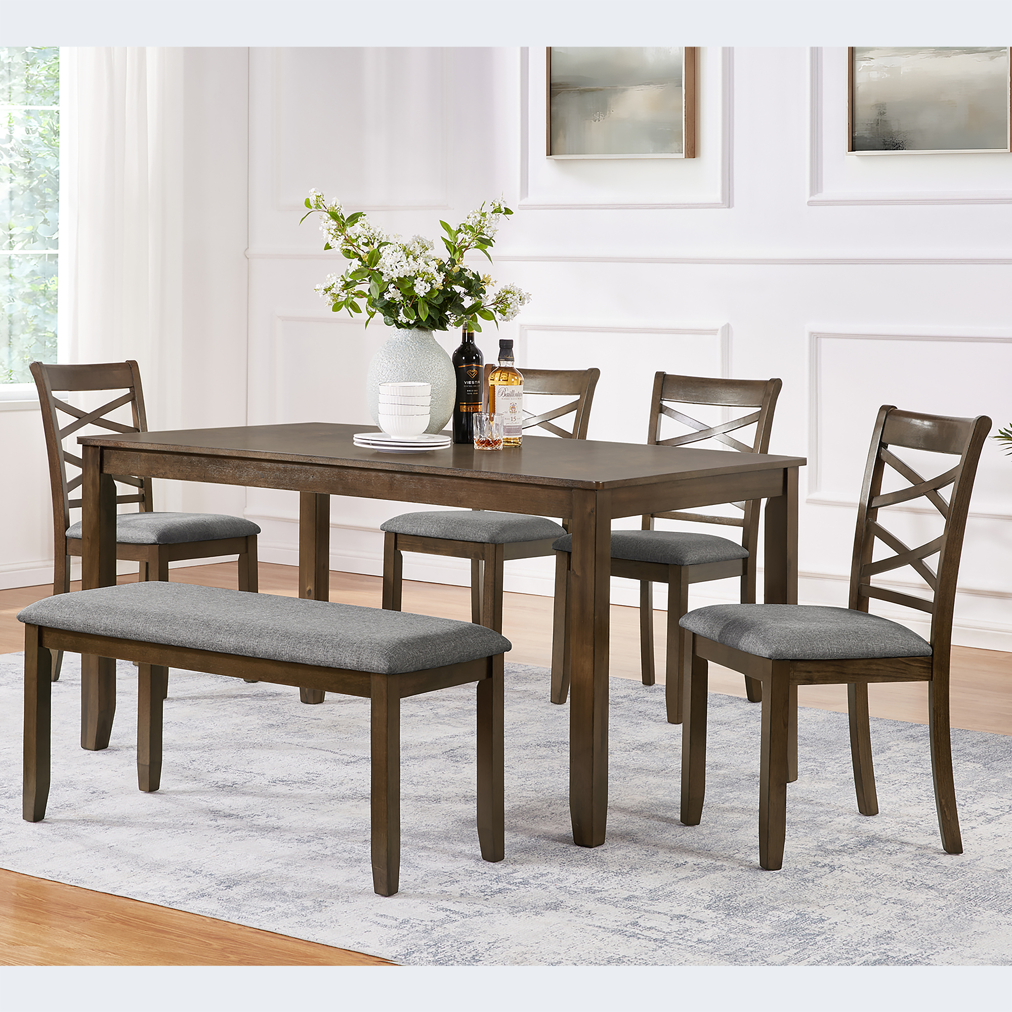 Elegant 6-piece Wooden Dining Table Set