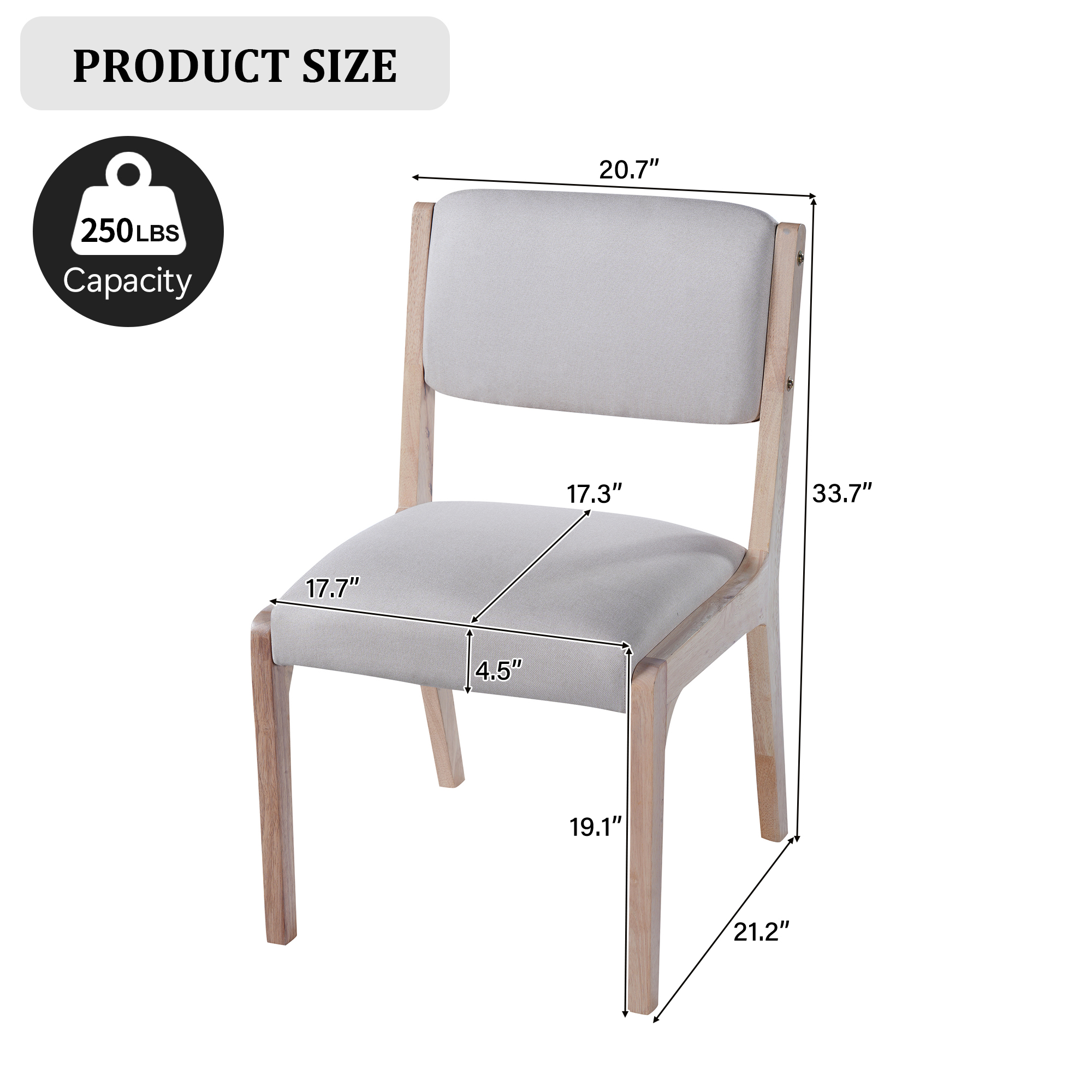 Wood Dining Chairs Set of 2, Modern Farmhouse Accent Chairs with Solid Wood Legs and Padded Seat, Modern Linen Kitchen & Dining Chairs Side Chairs for Dining Room, Beige