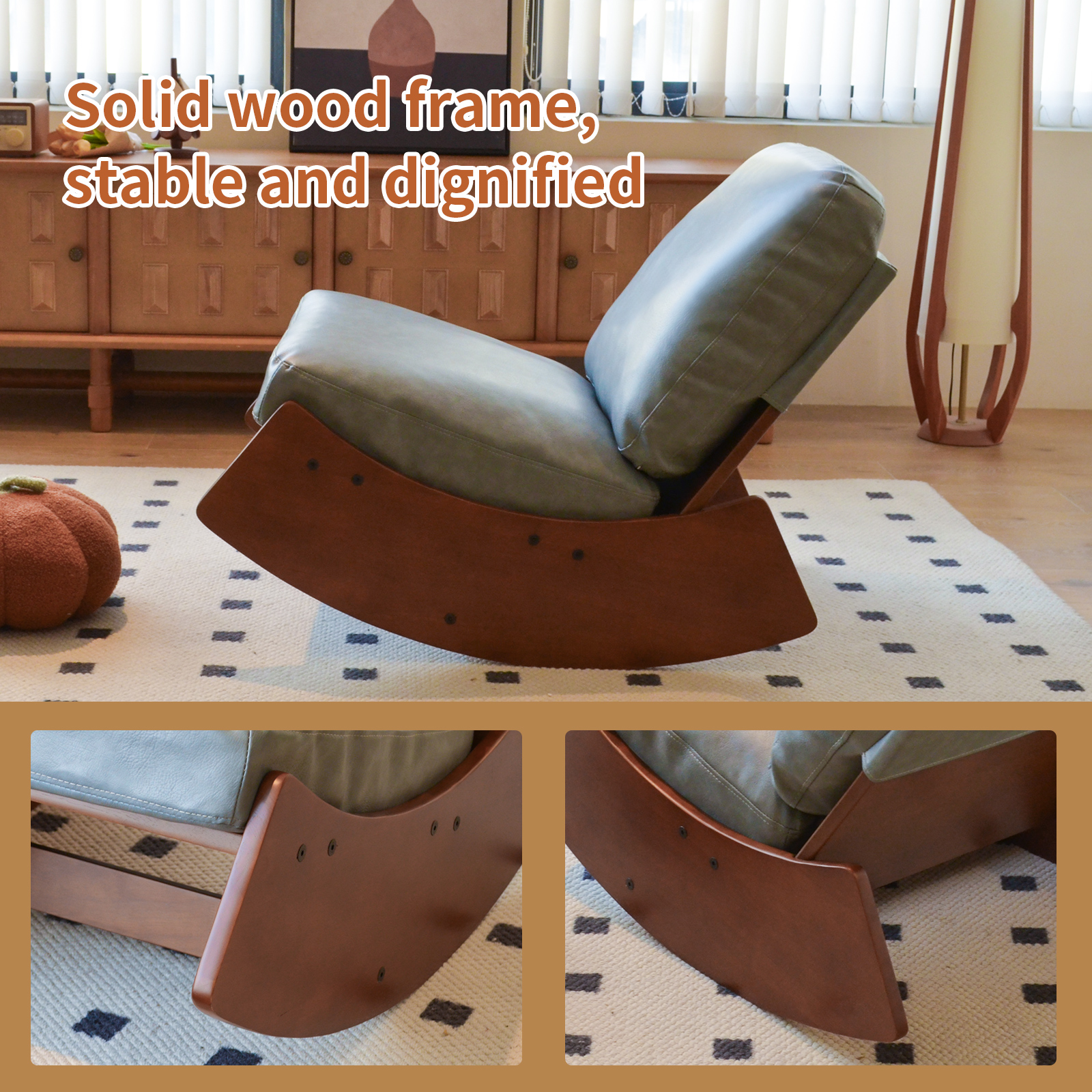 Faux Leather Glider Rocking Chair, picture 4 of 5
