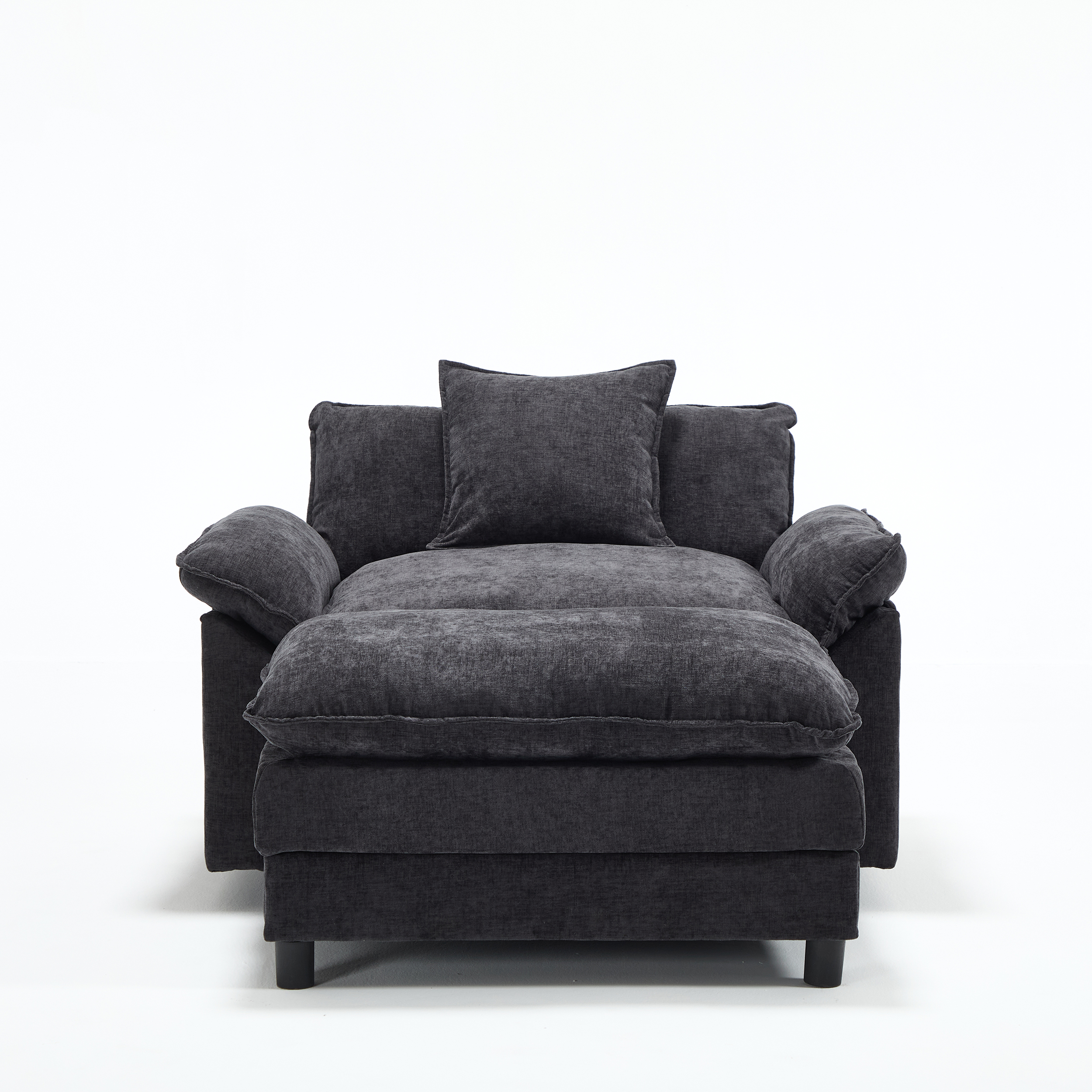 Chenille Accent Chair with Ottoman