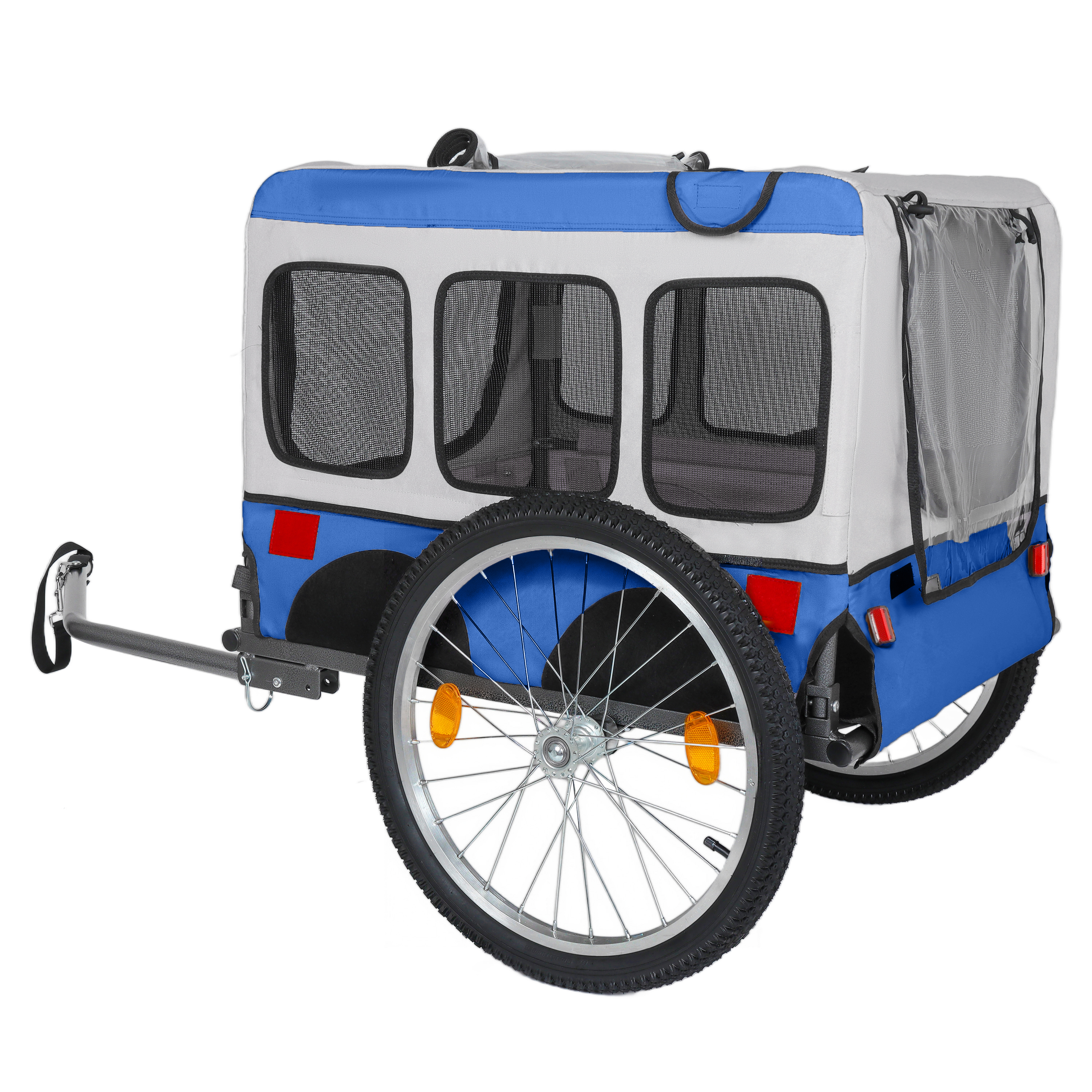 Large Folding Bike Trailer for Dogs - 20×2 1/8 Inches Wheels, Heavy-Duty Steel Frame, Spacious Design, All-Terrain Cycling, Jogging & Camping Adventure, Blue — foto 9