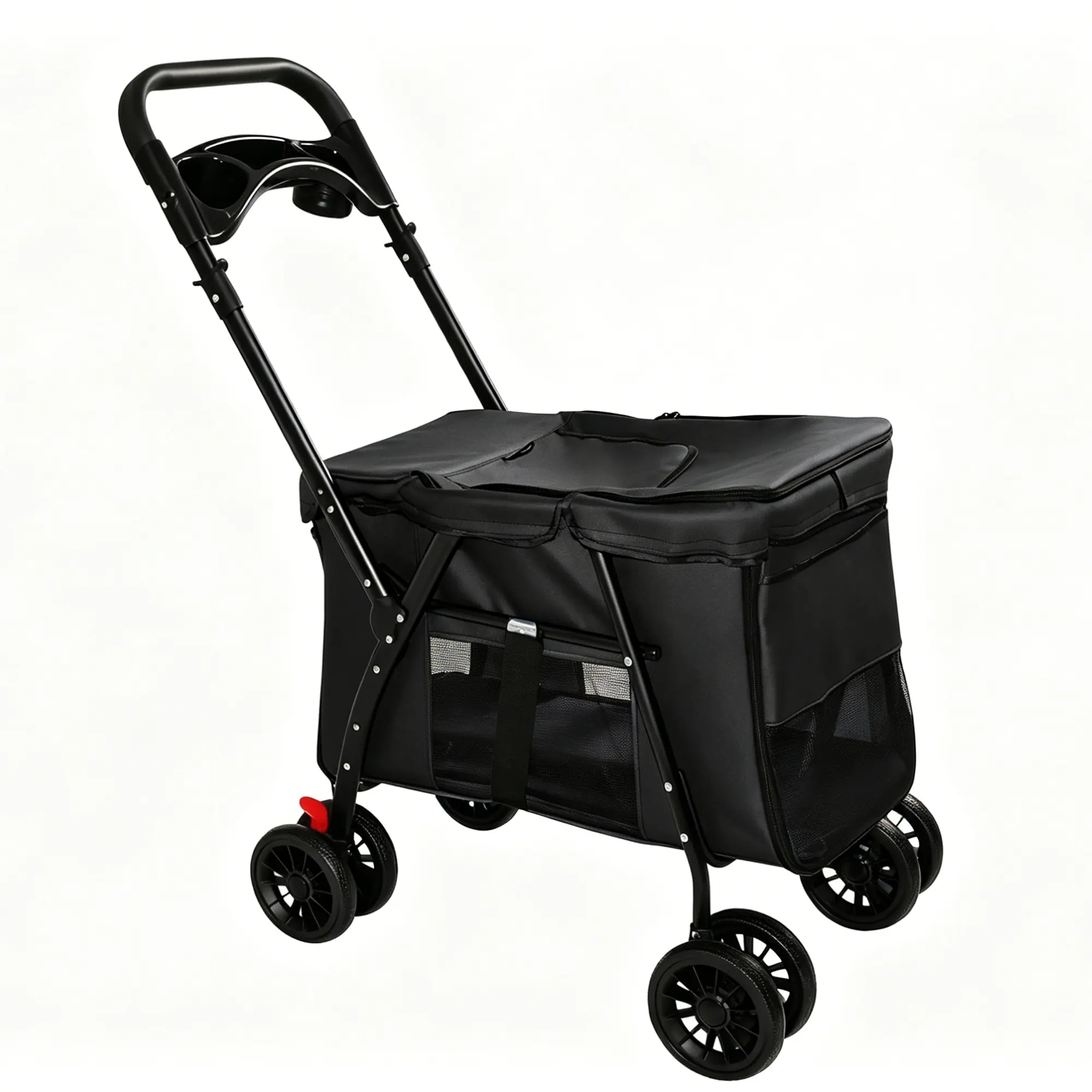 Pet Stroller, Foldable 4-Wheel Design, Breathable Mesh