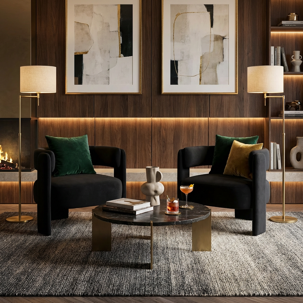 Accent Chair for Living Room, Velvet Comfy Single Sofa Chair Mid-Century Modern Armchair Wooden Legs for Bedroom Office Reading — foto 4
