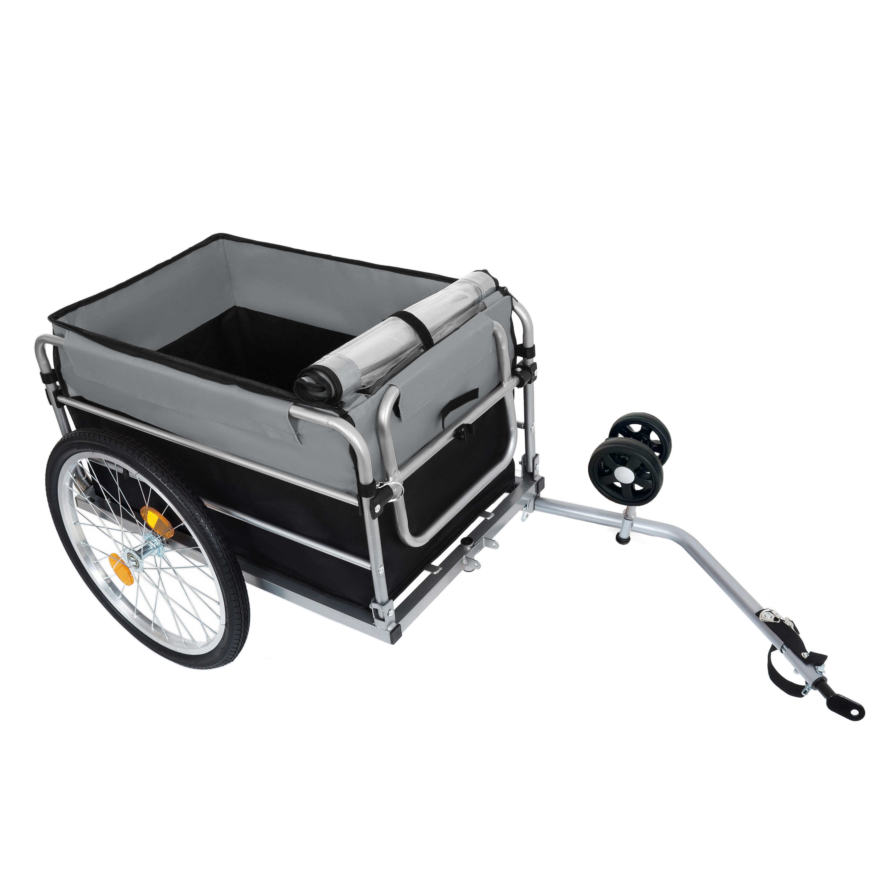 Bike Cargo Trailer, Aluminum Luggage Cart,Heavy Duty 220 lbs Bicycle Wagon Cart, 20" Whee,l Folding Groceries Hauler with Safe Hitch System, Removable Cover, Oxford Fabric for Cycling Travel — foto 9