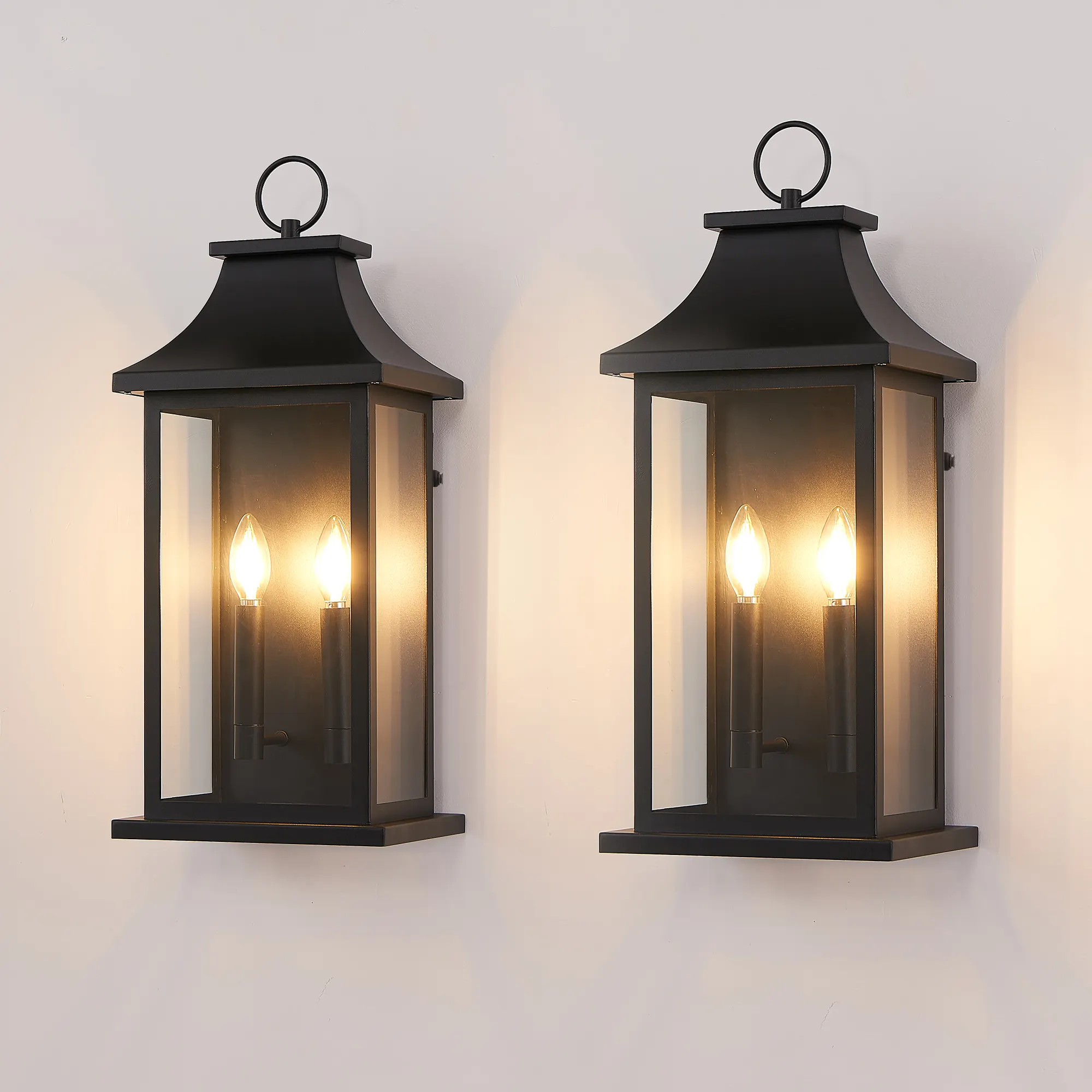 2-Pack Dusk to Dawn Outdoor Wall Lantern