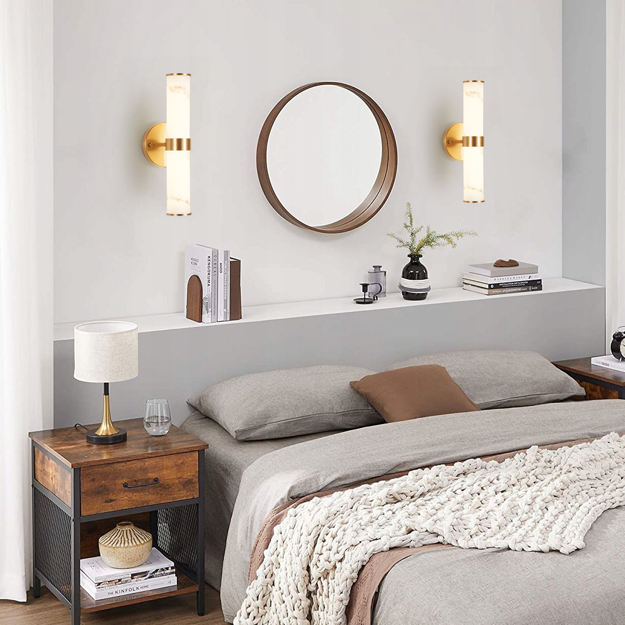 Golden and Elegant Resin Wall Sconce,Set of 2,Modern Vertical Light Fixture for Bathrooms, Hallways, and Bedrooms (Only Inoor) — foto 8