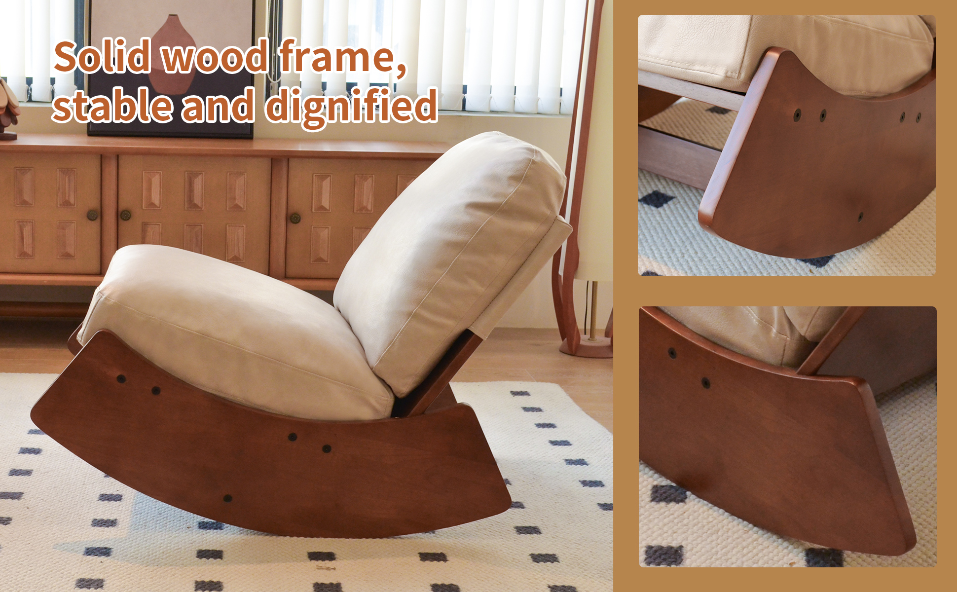 Faux Leather Glider Rocking Chair, picture 3 of 5