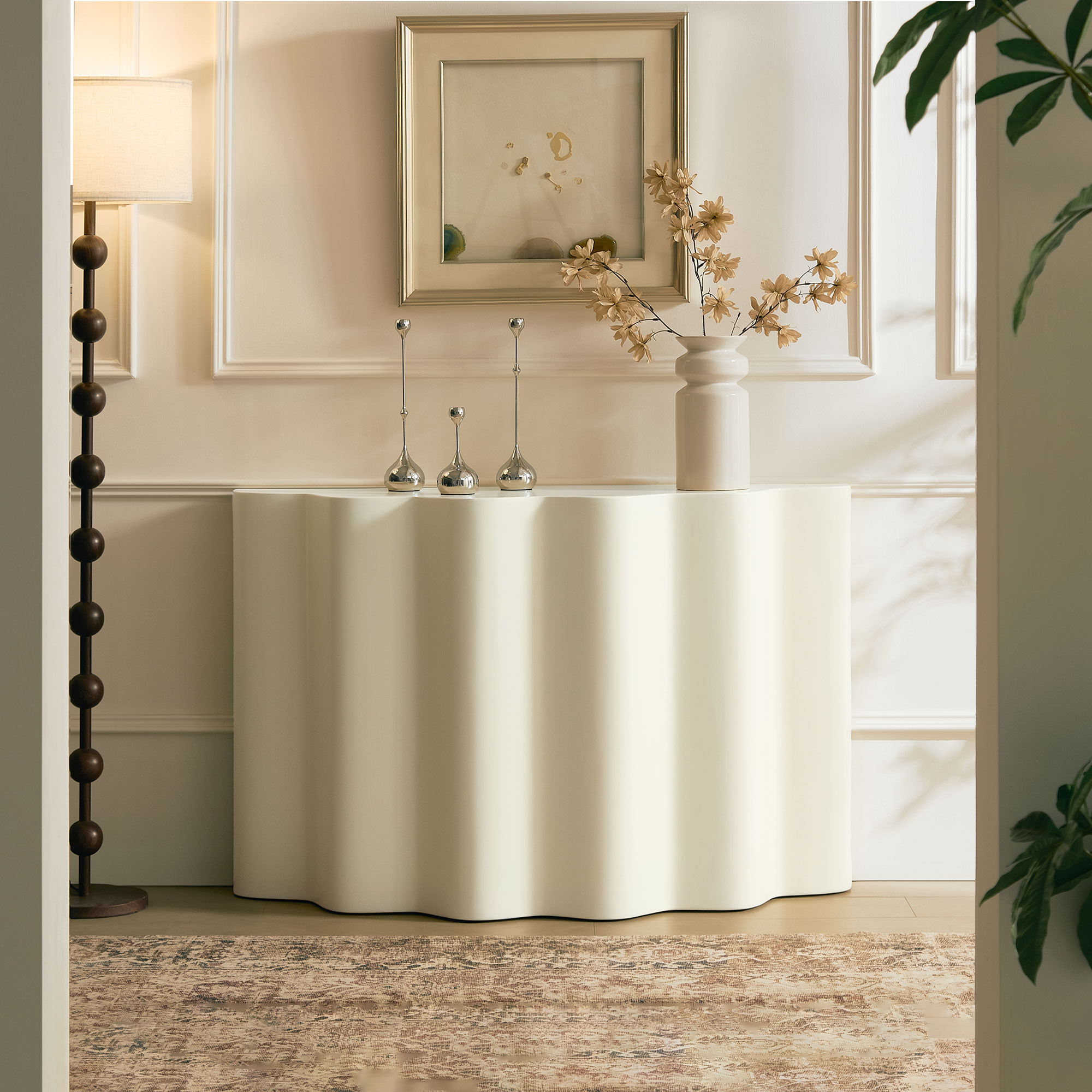 47.24 Inch Fiberglass Entryway Table for Living Room,Narrow Console Table, Modern Wavy Design Sofa Table Entrance Table for Hallway, Entrance,No need Assembly.W2582P427012 — foto 4