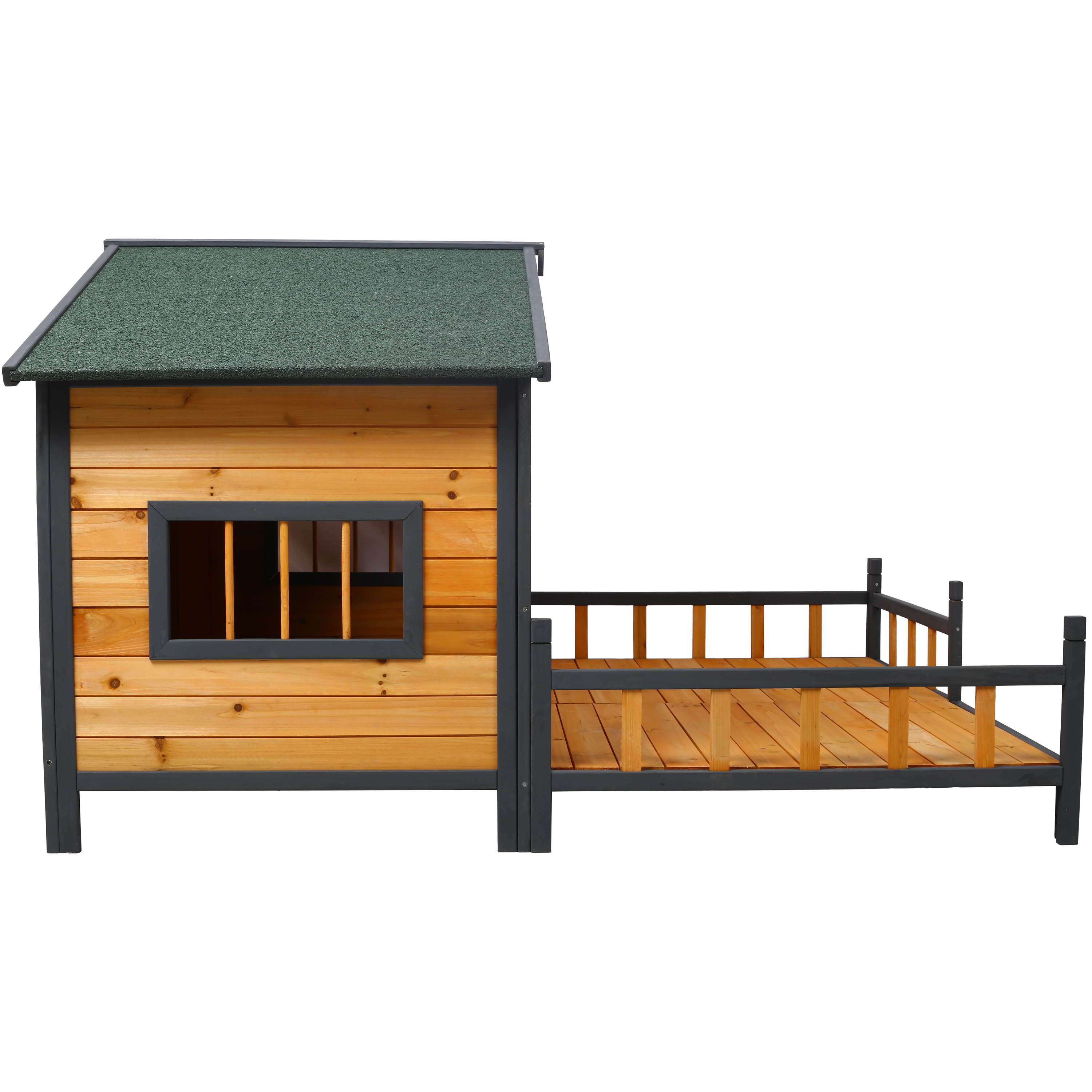 Wooden Large Dog House Outdoor Double XL Dog Kennel with Elevated Floor and Porch, Weatherproof Puppy Shelter for Small and Medium Breed Dogs, Natural — foto 5