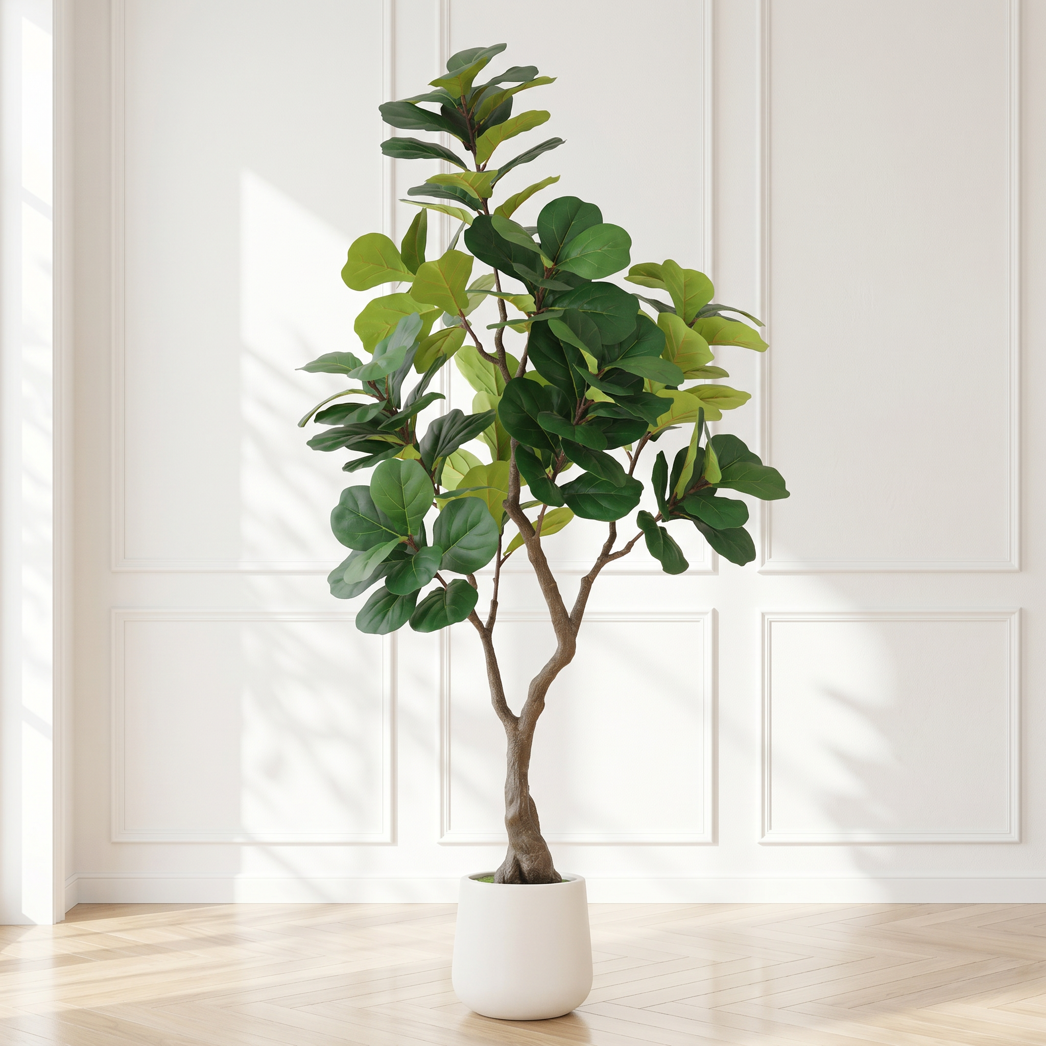 6FT Artificial Fiddle Leaf Fig Tree With Decorative White Pot, Faux Indoor Plant for Home Office Living Room Corner Decoration, 1pc/set — foto 2