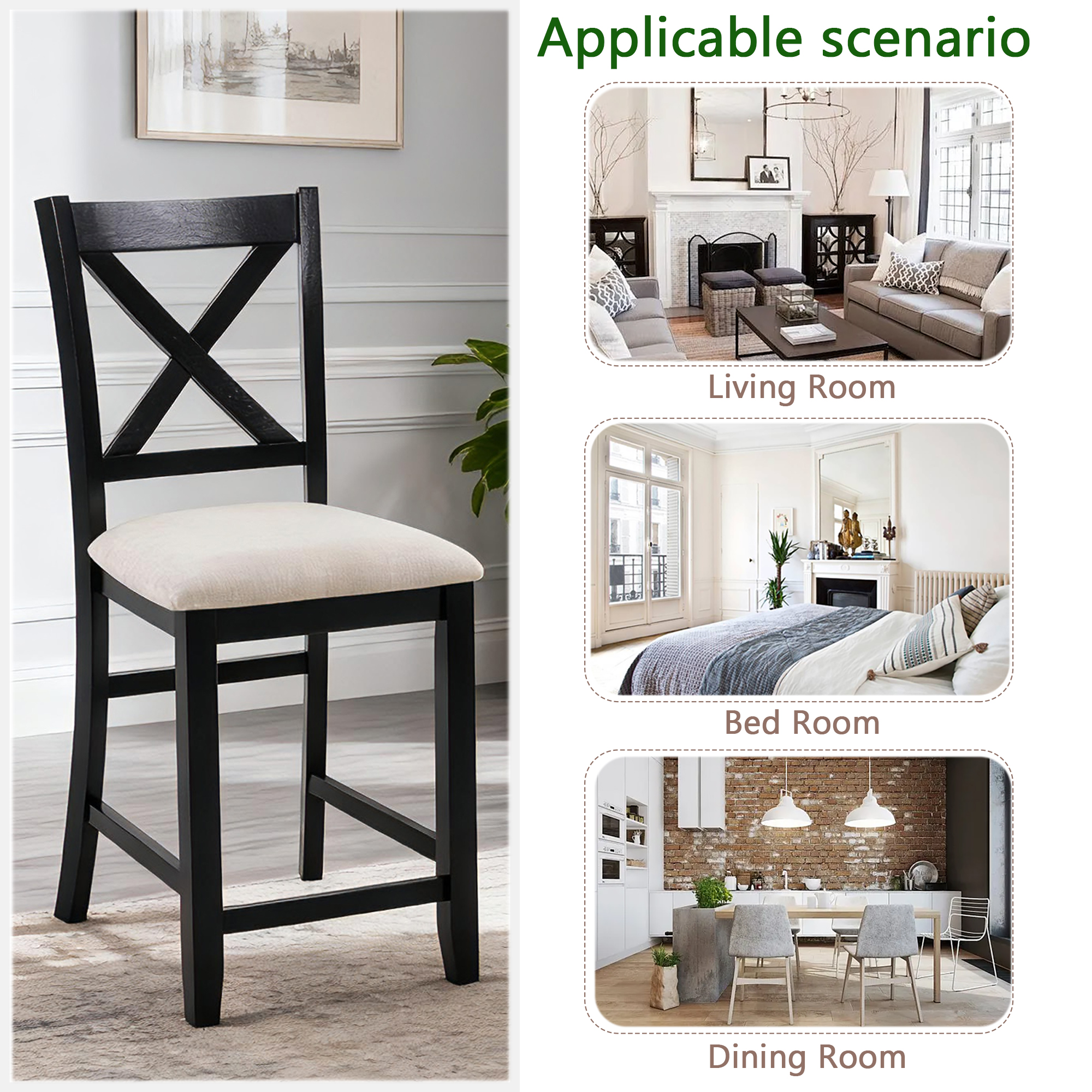 Wooden Counter Height Dining Chairs, picture 3 of 4