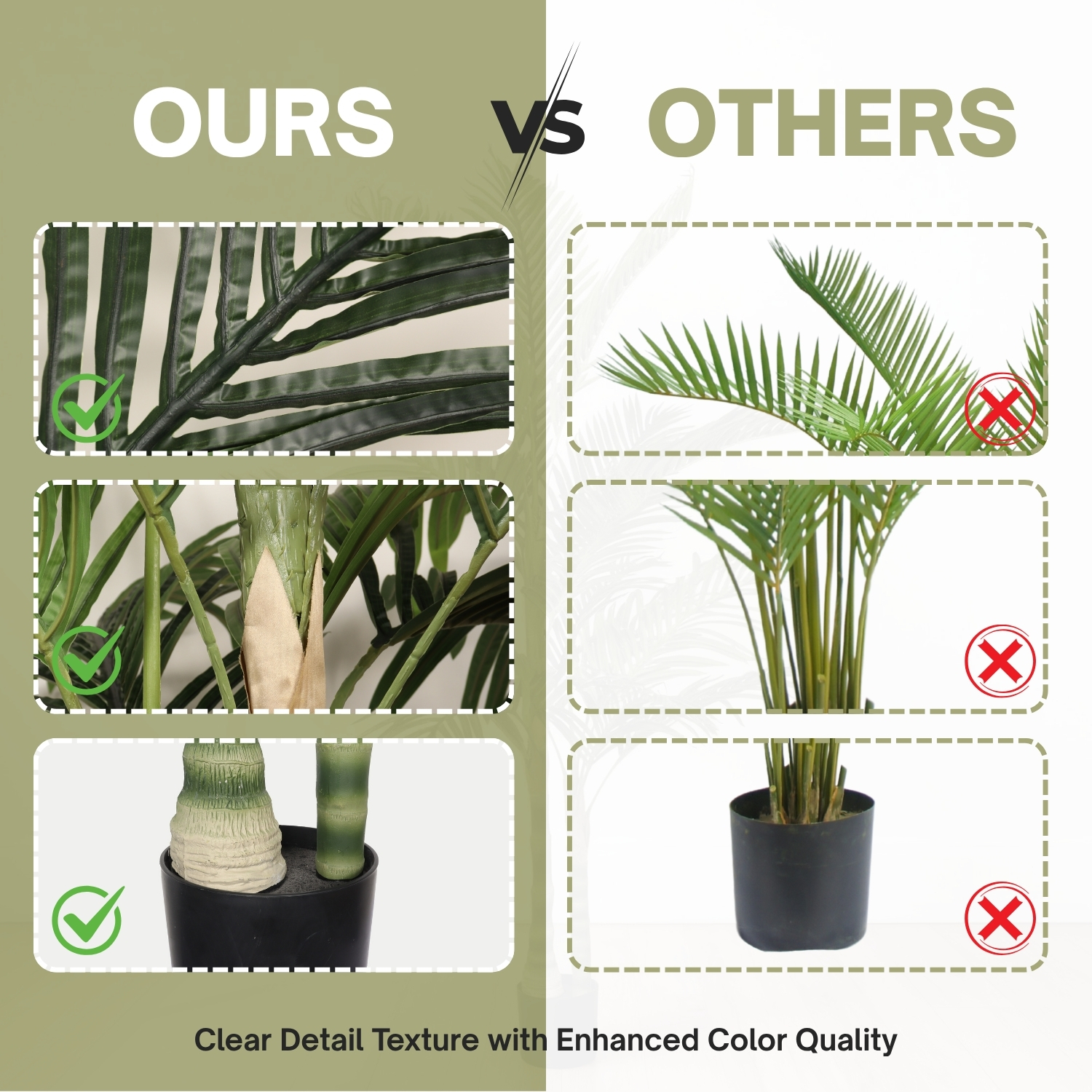 6FT Artificial Palm Tree with Black Plastic Pot, Tropical Fake Plant for Indoor Outdoor Decoration, Faux Palm, 1pc/set — foto 2