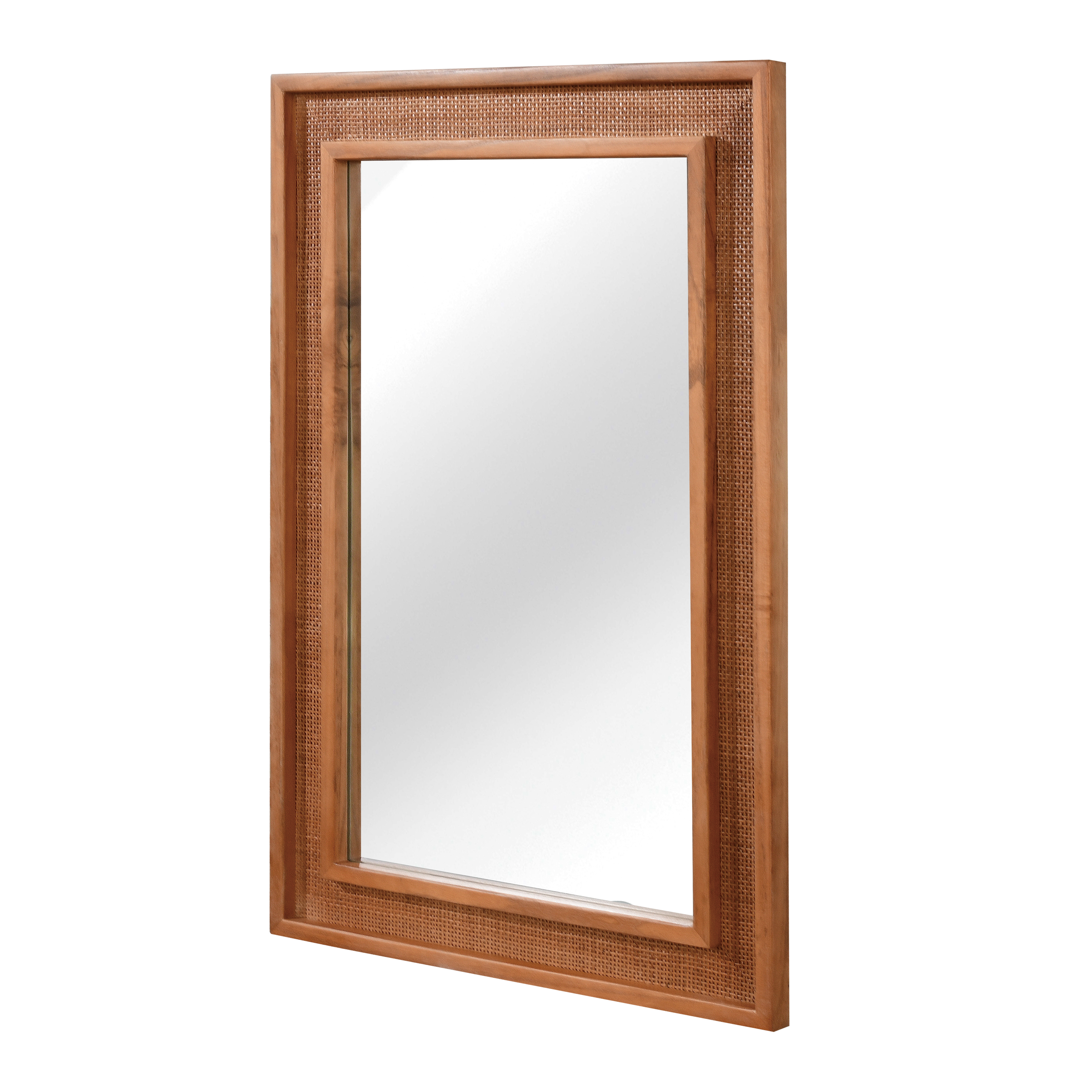 Yellowish Brown 24"x36" Rattan Rectangle Solid Wood Frame Decorative Mirror,For Farmhouse,Bathroom,Home Decor,Entryway — foto 6