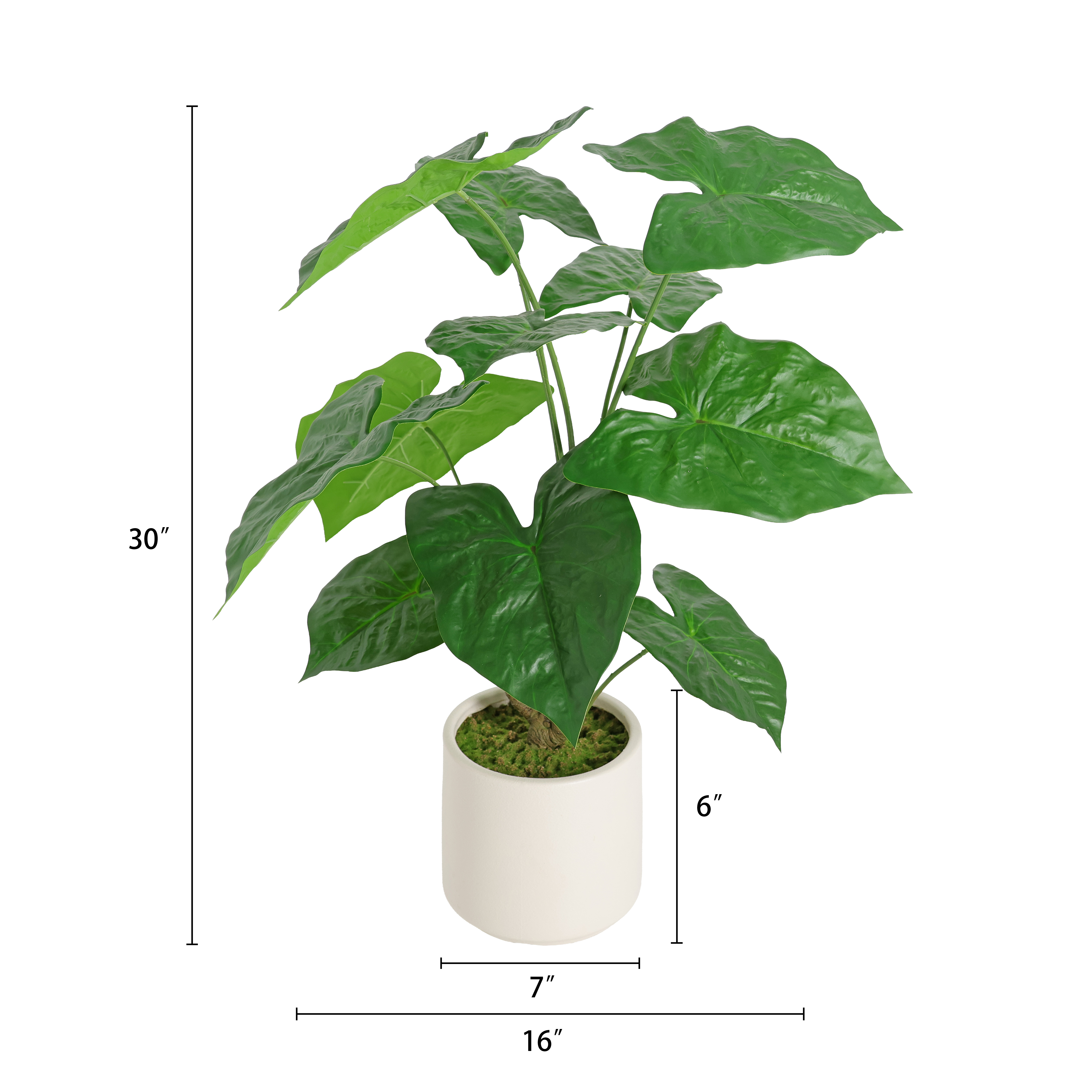 30'' Artificial Tropical Alocasia Leaf Plant With White Pot 2pc/set — foto 6