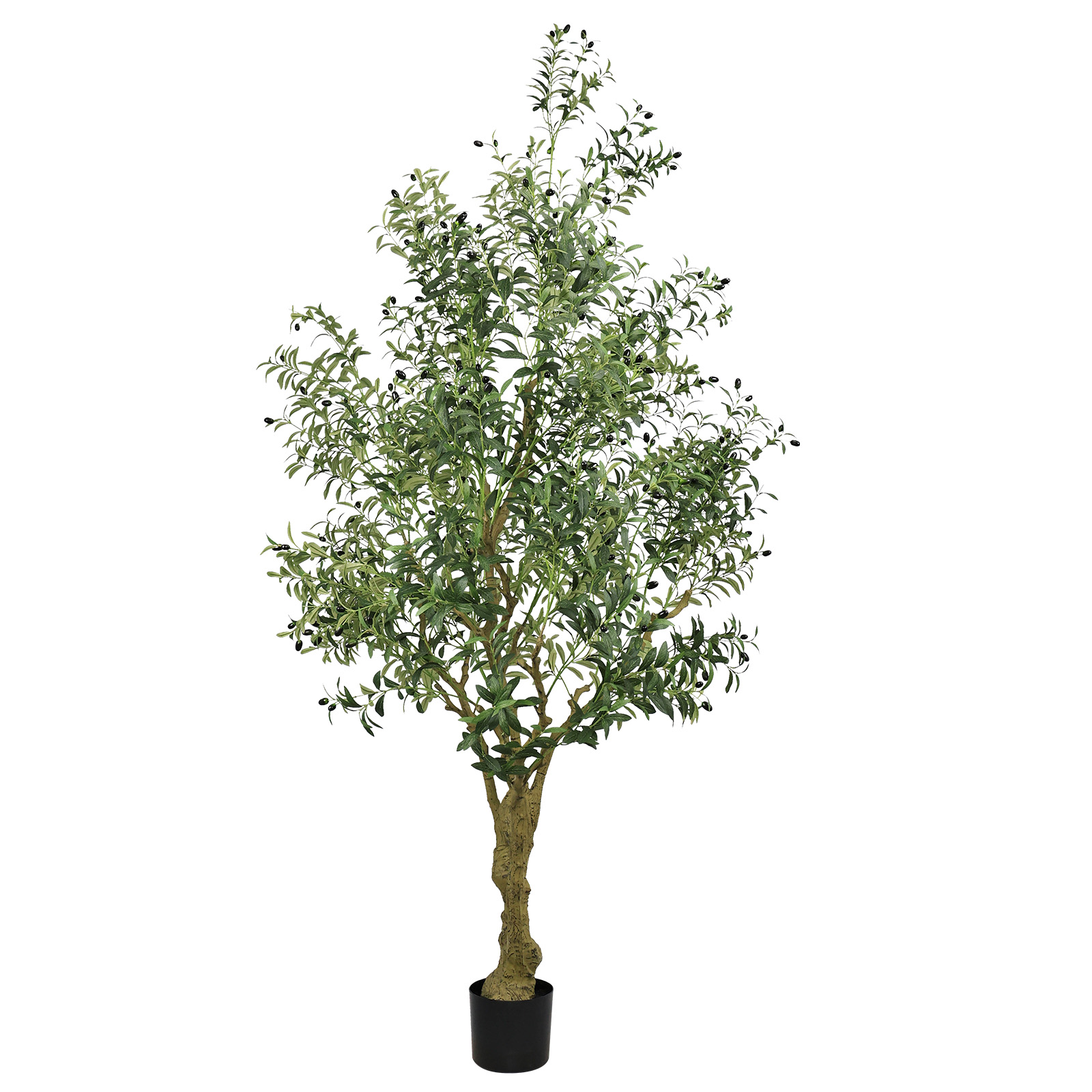 8FT Tall Artificial Olive Tree - Large Faux Potted Tree with Natural Trunk and Lifelike Olive Leaves and Fruit, Elegant Indoor/Outdoor Decorative Plant for Living Room, Office or Entryway, 1pc/set — foto 2