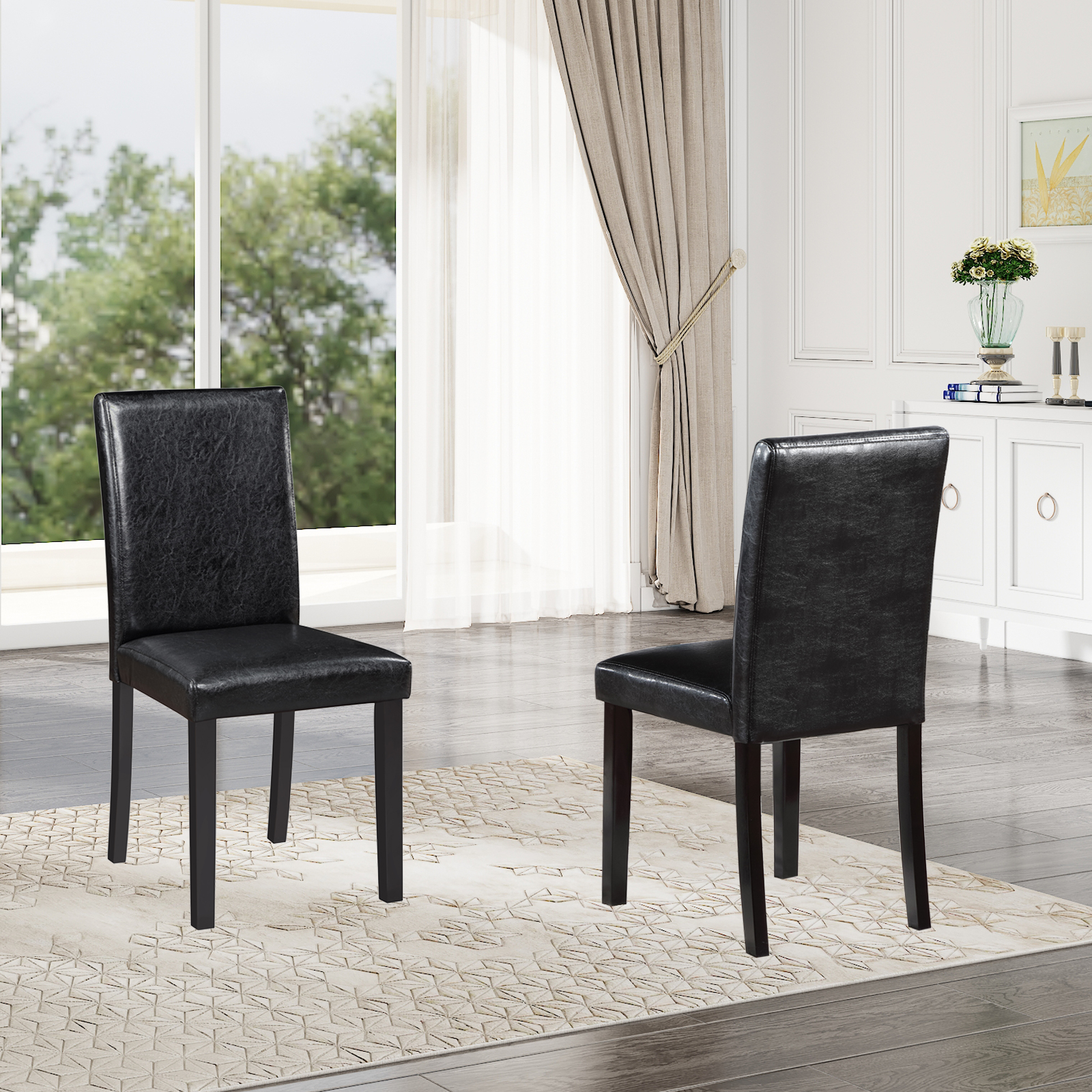 Dining Chairs set for 4, Kitchen Chair with Padded Seat, Side Chair for Dining Room, Black 5