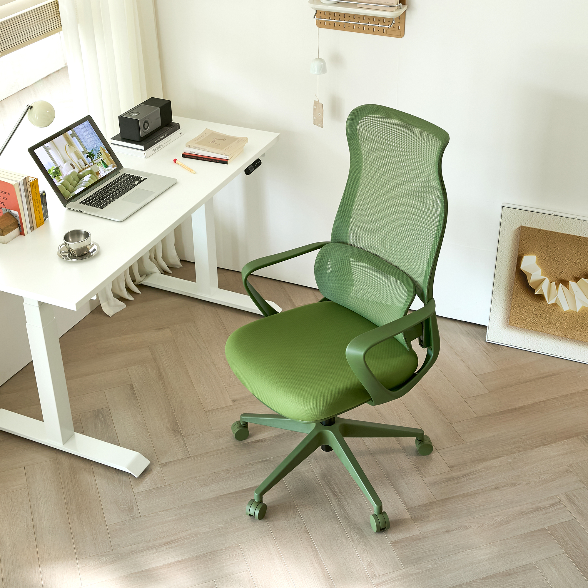 Ergonomic Colorful Office Chair 350LBS Home Office Mesh Breathable High Back, With Adjustable Lumbar Support Computer Chair, Integrated Molded Foam Seat Cushion, Fireproof (Green) — foto 2