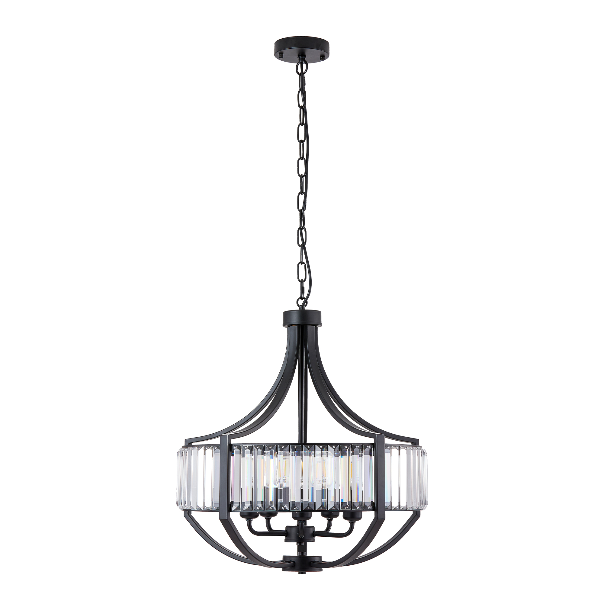 20" Modern Farmhouse Crystal Chandeliers for Dining Room, 5-Light Black Antique Pendant Chandelier, Contemporary Hanging Light Fixture for Living Room Bedroom Foyer Kitchen Island Entryway 3