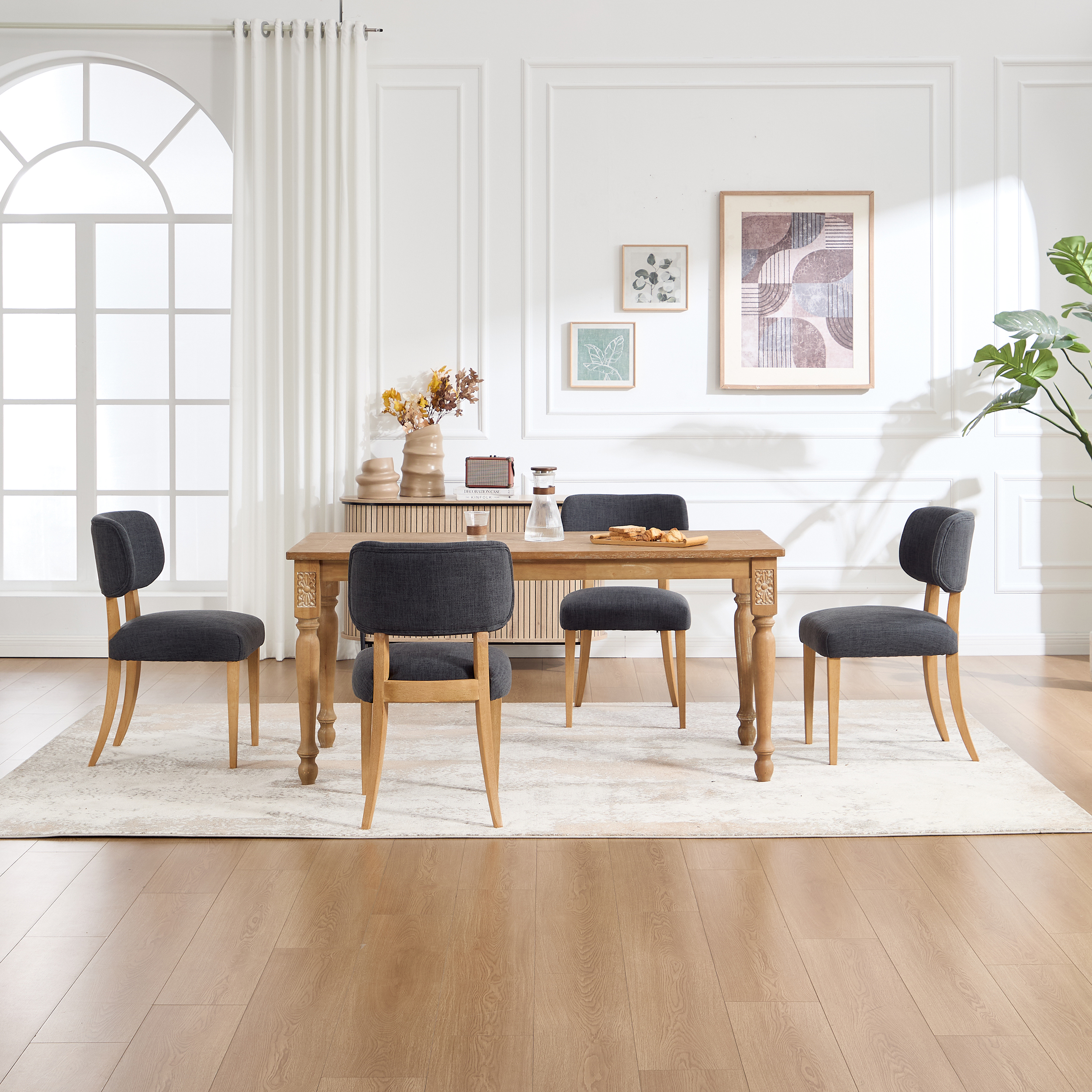 Wooden Dining Chairs Set of 2, Modern Fabric Upholstered Dining Room Chair Kitchen Chairs, Farmhouse Dinner Chair for Kitchen Dining Room 7