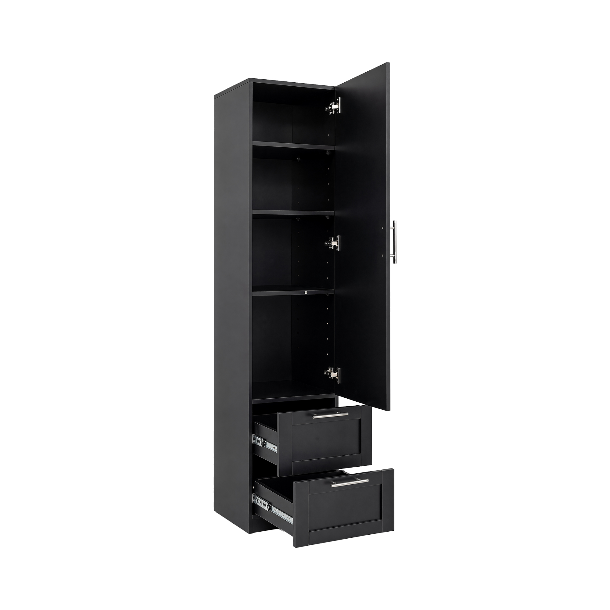 Standard kitchen Pantry,Tall Cabinet,Freestanding Cabinet with  one door  and two drawers for Kitchen, Dining Room, BLACK — foto 5