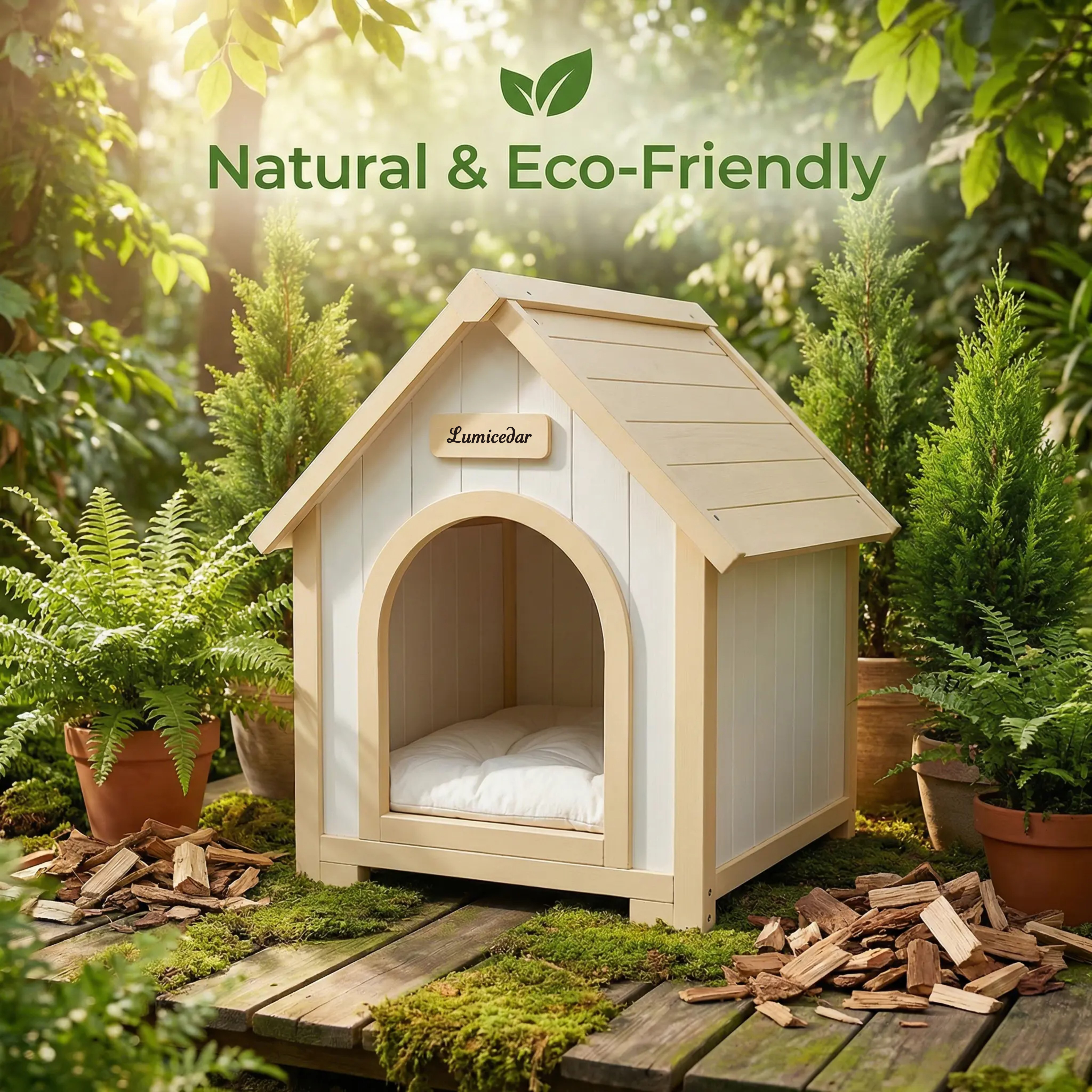 Modern Indoor Wooden Dog House with EVA Cushion – Solid Cedar Pet House for Small Dogs & Cats — foto 3
