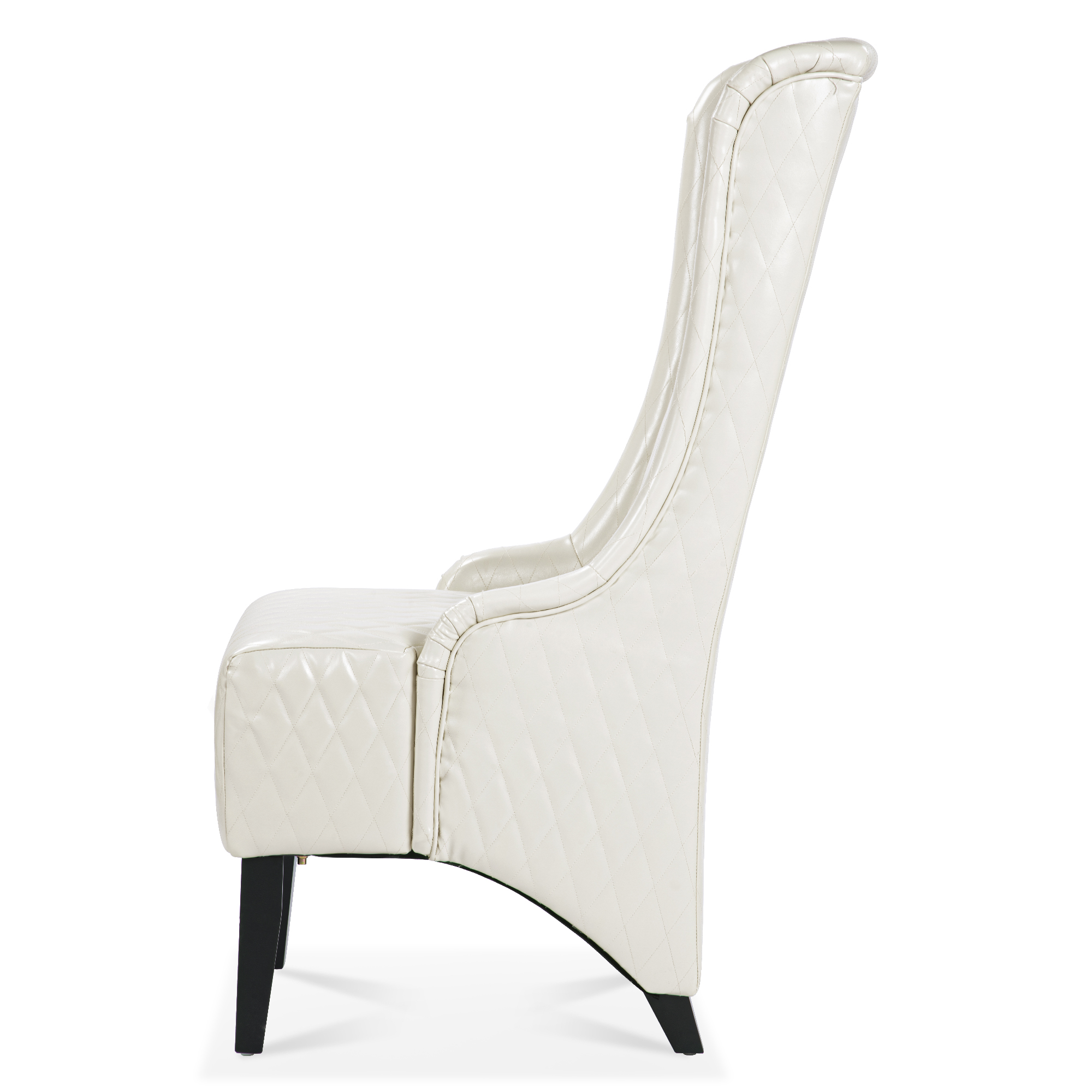 23.03" Wide Faux Leather High-Back Accent Chair, Comfy High Wingback Chair, Living Room Chair with Soft Padded & Wooden Legs, Modern Side Chair for Living Room, Bedroom, white — foto 3