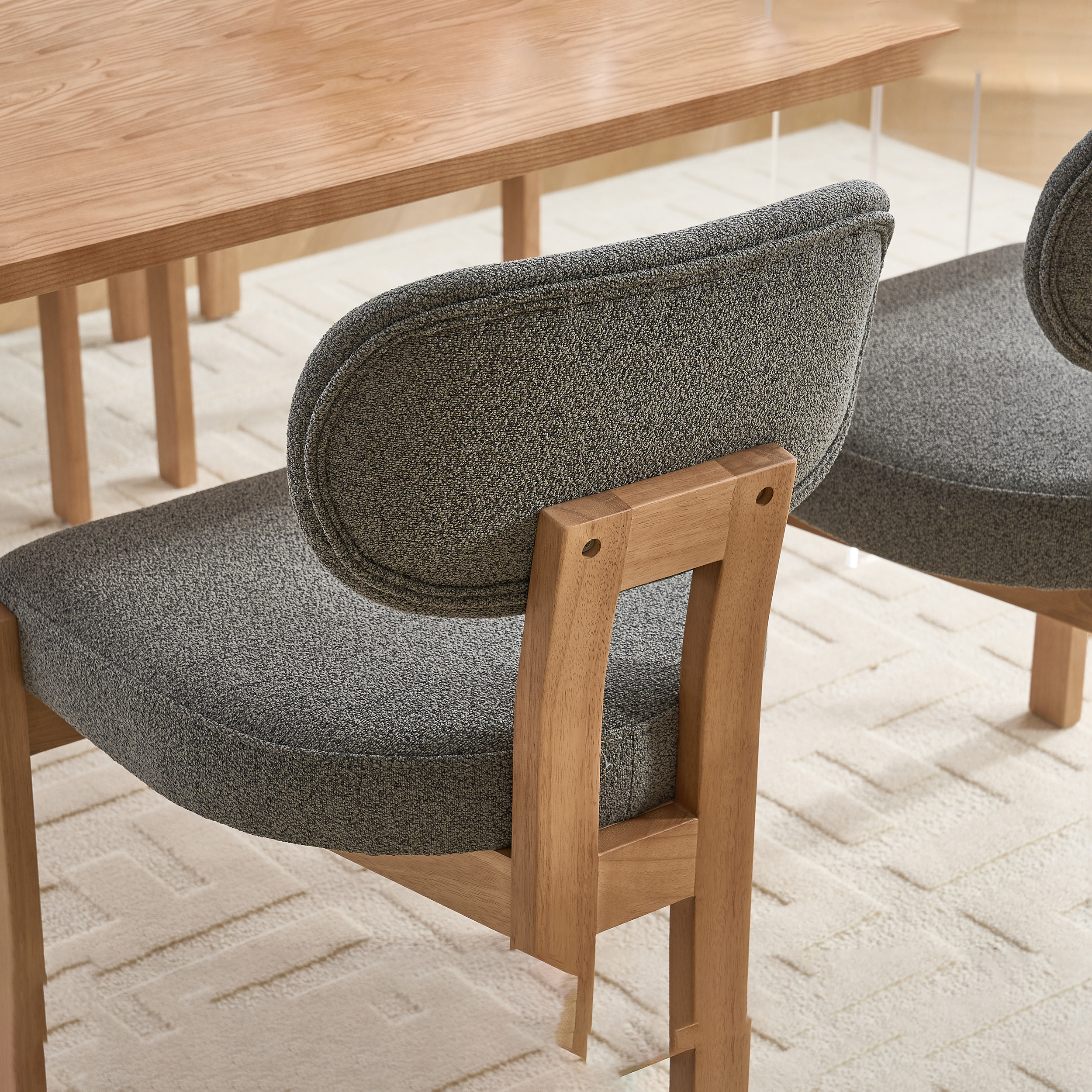 Wooden Dining Chairs Set of 2, Modern Fabric Upholstered Dining Room Chair Kitchen Chairs, Farmhouse Dinner Chair for Kitchen Dining Room 4