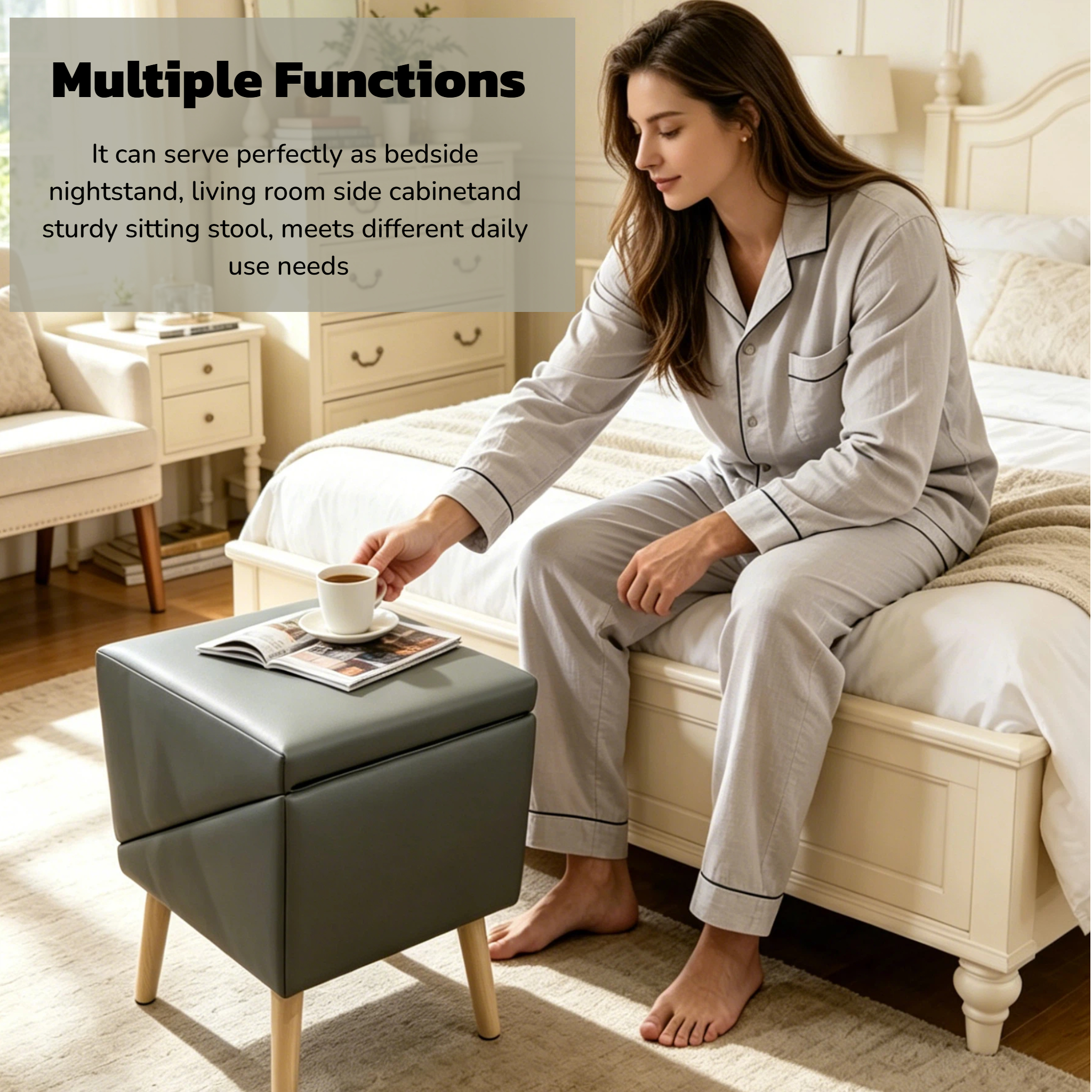 2-in-1 Dog Stairs for Bed and Couch 19.69" Foldable Dog Ramp for Couch 4 Pet Steps  & Ottoman for Small Dogs, Grey — foto 4
