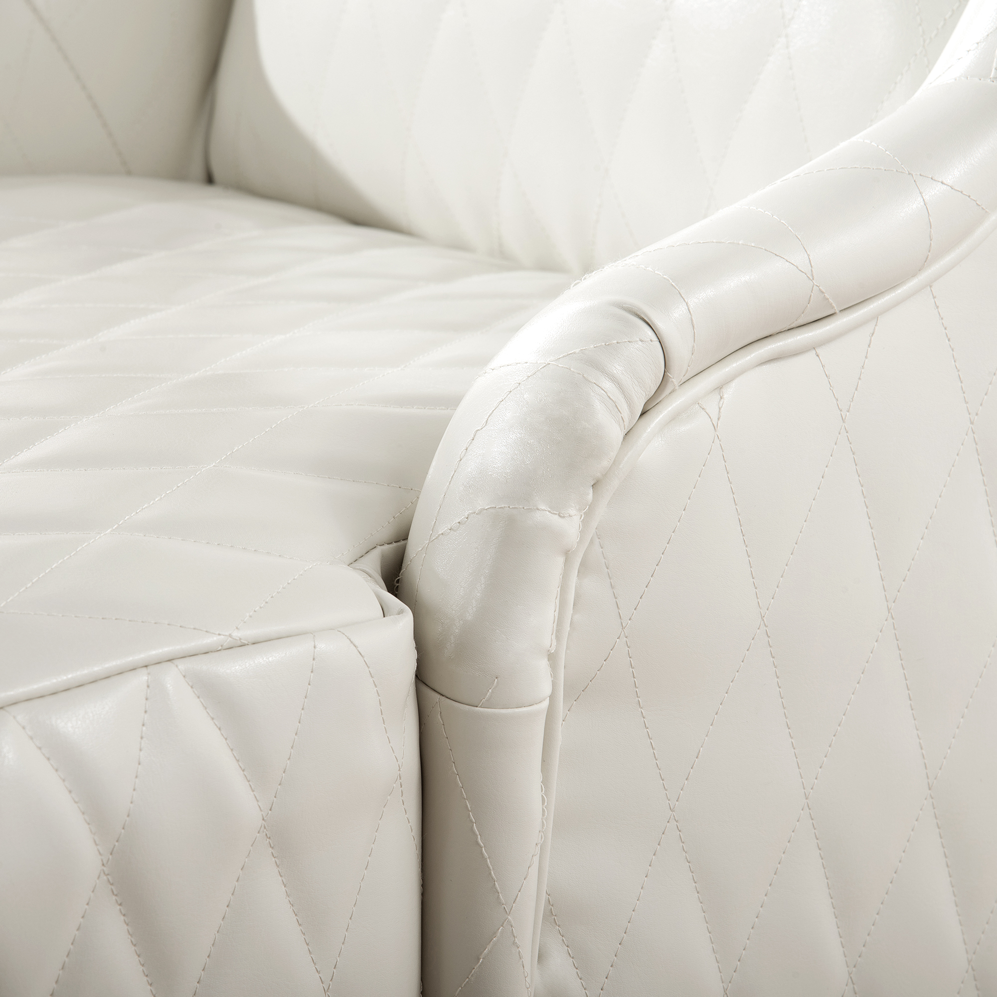 23.03" Wide Faux Leather High-Back Accent Chair, Comfy High Wingback Chair, Living Room Chair with Soft Padded & Wooden Legs, Modern Side Chair for Living Room, Bedroom, white — foto 6