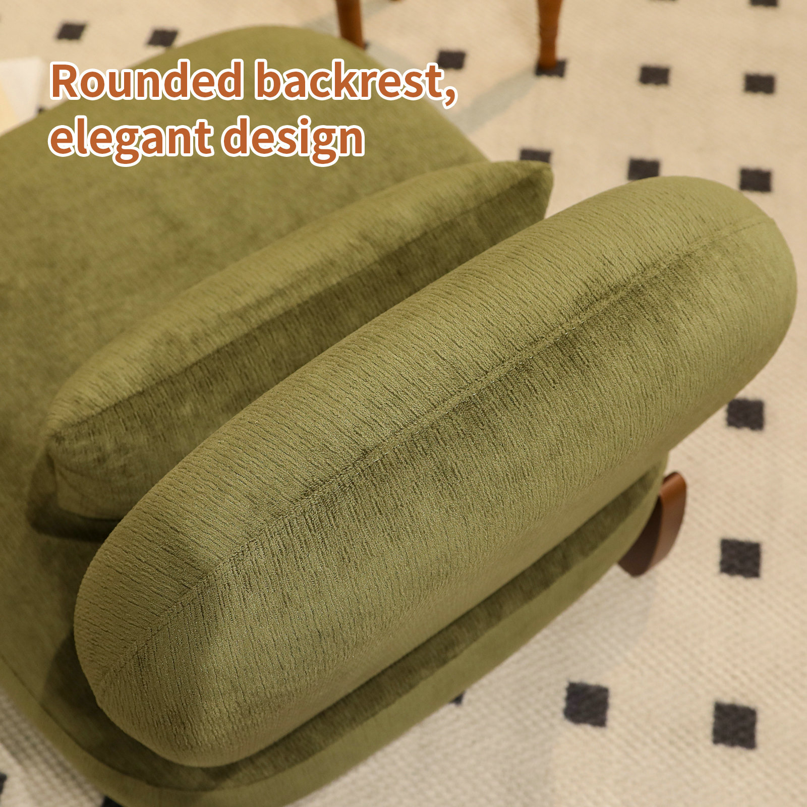 Cute Accent Chair with Solid Wood Legs, Velvet Living Room Chair with Soft Cushion, Cozy Bedroom Chair, Comfy Armless Reading Chair for Apartment, Waiting Room, Balcony (Green) — foto 2