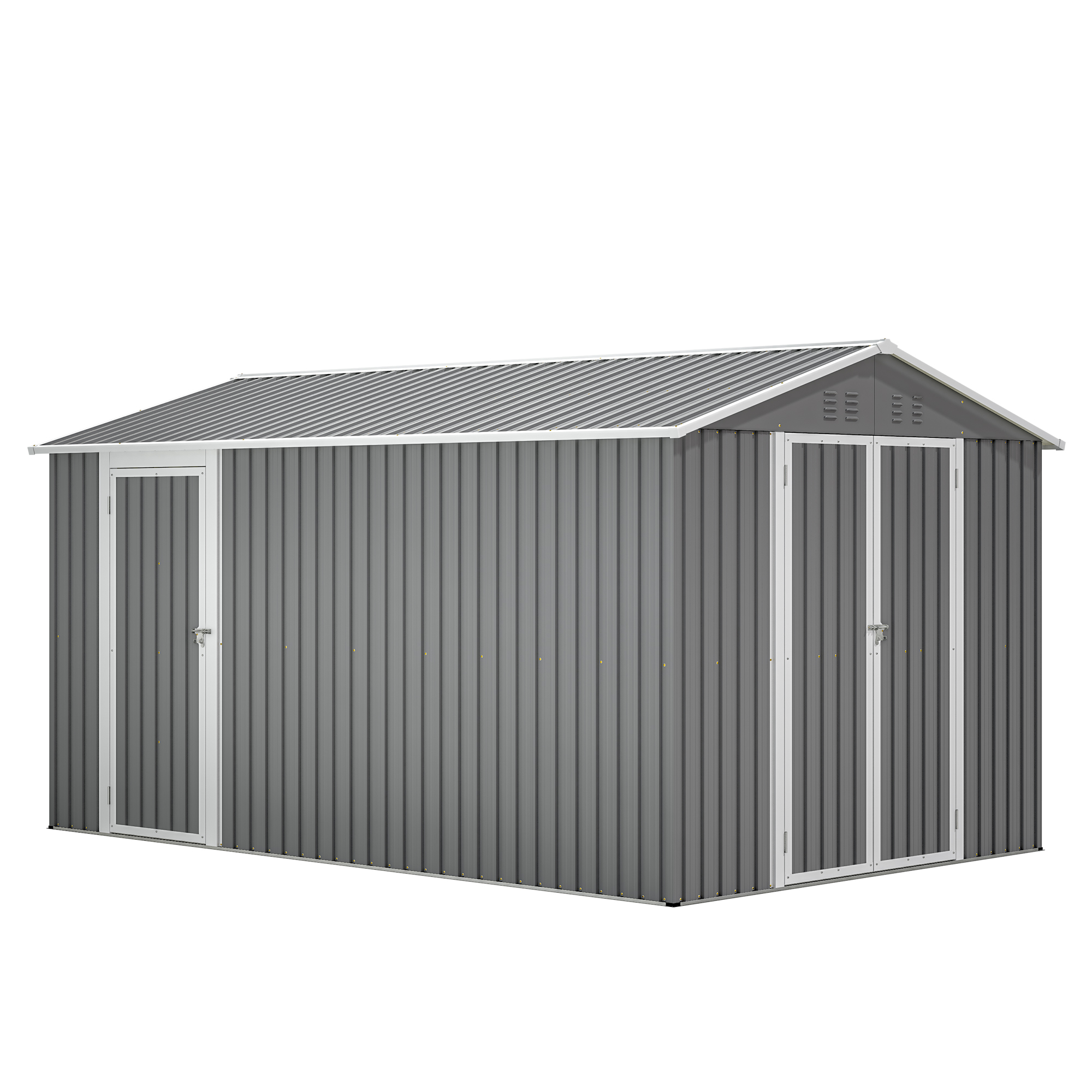 8x12 FT Outdoor Metal Storage Shed with Additional Side Door, Large Tool Shed with 2 Lockable Doors for Easy Access, Aluminum Frame, Grey Backyard Garden Patio Storage — foto 4