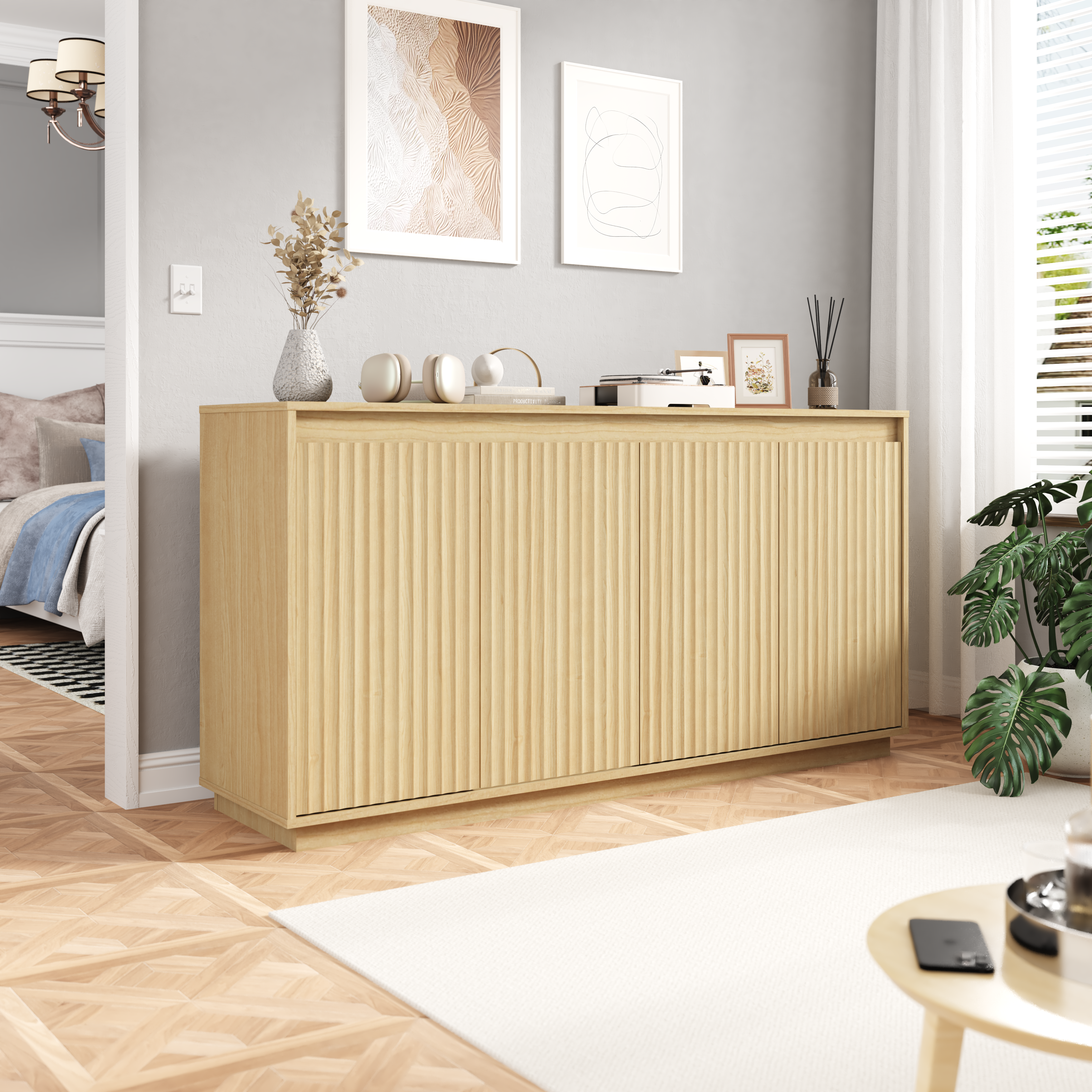 4 Door Sideboard Buffet Cabinet