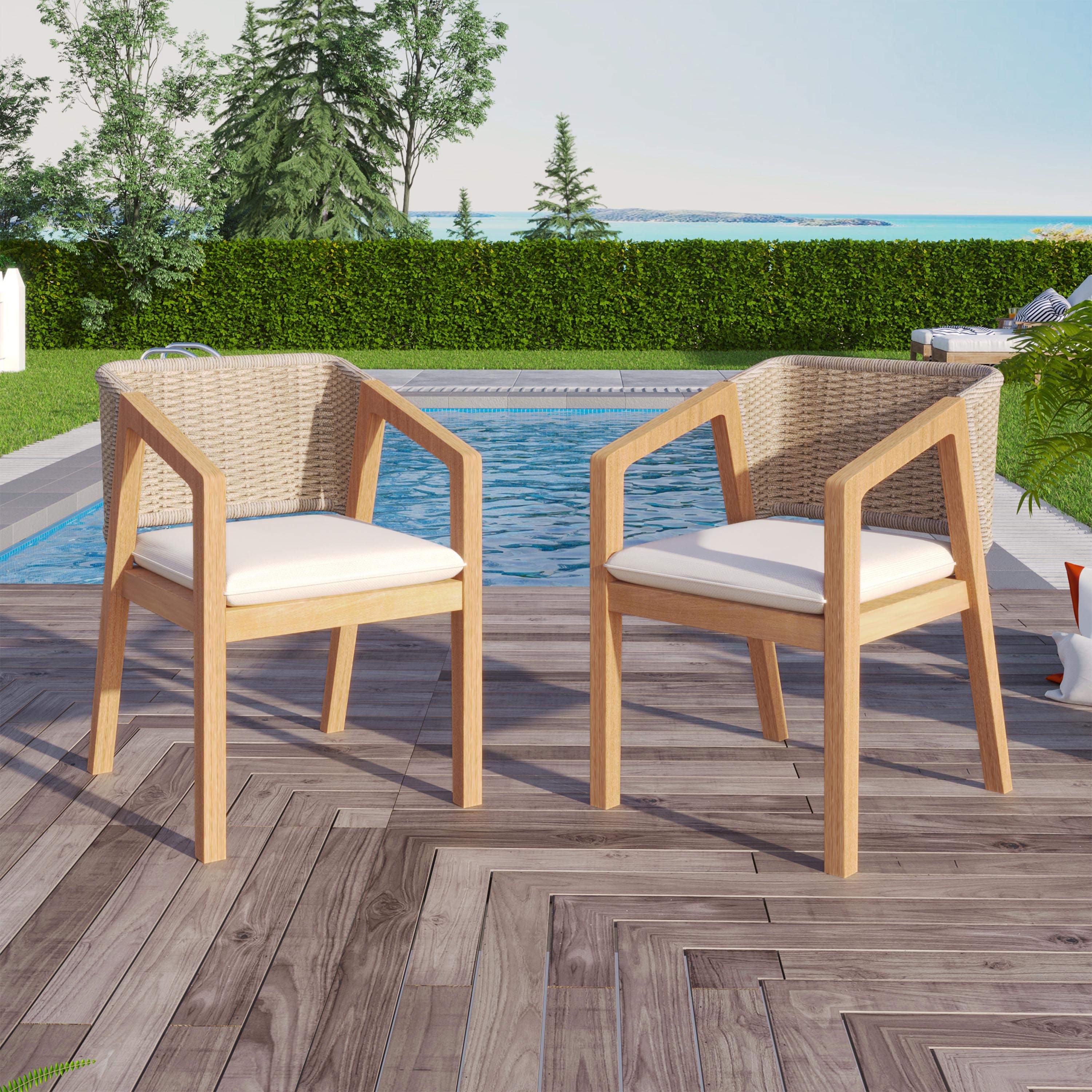 Acacia Wood Patio Dining Chair Set, picture 5 of 5