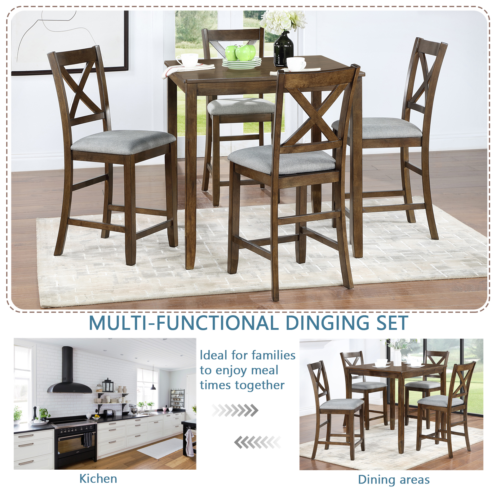 5 Piece Counter Height Dining Set, picture 3 of 5