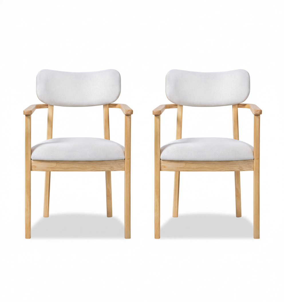 Indoor Upholstered Dining Chairs (Set of 2), Natural — foto 2