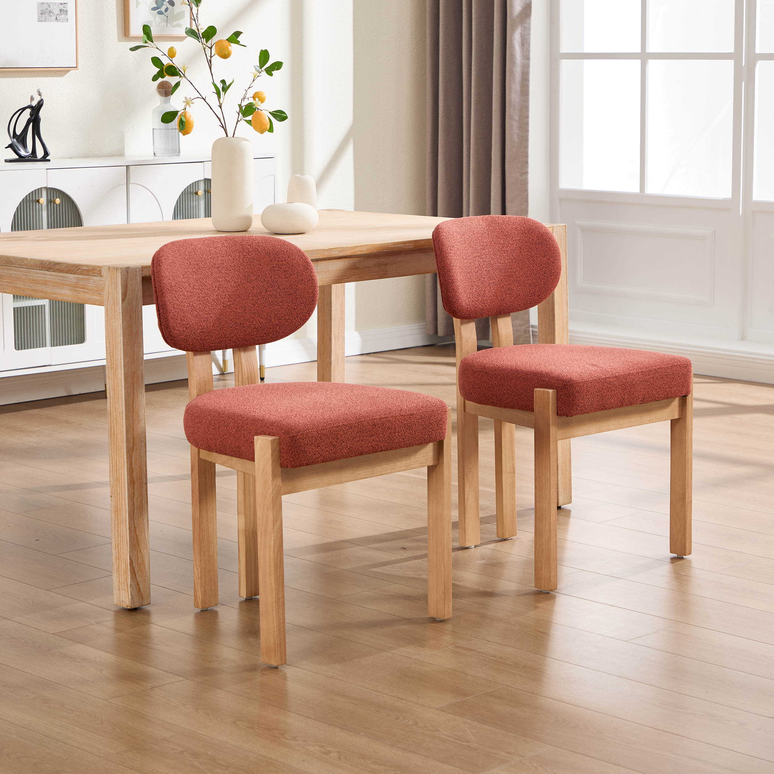 Wooden Dining Chairs Set of 2, Modern Fabric Upholstered Dining Room Chair Kitchen Chairs, Farmhouse Dinner Chair for Kitchen Dining Room 5