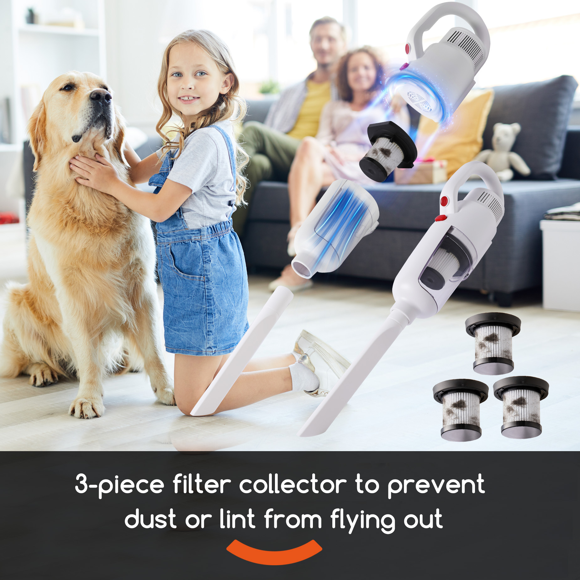 Lightweight Stick Vacuum Cleaner, Unique Vacuum and Mop Combo - 3 Dust Filters/Microfiber Pads,Corded Stick Vacuums & Electric Brooms - 400W 12Kpa Suction for Kitchen, Bedroom, Living Room — foto 4