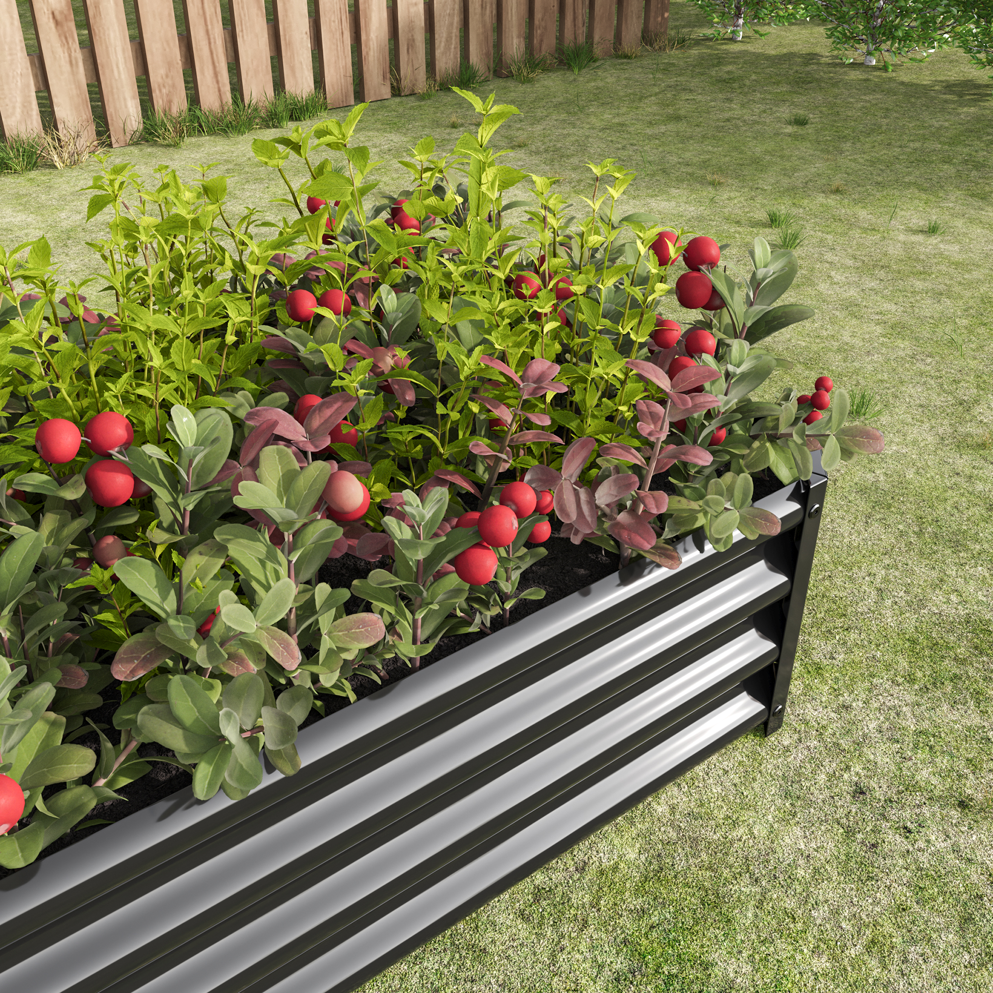 Black 4×2×1ft Metal Raised Garden Bed, Rectangle Raised Planter for Flowers Plants, Vegetables Herb — foto 4