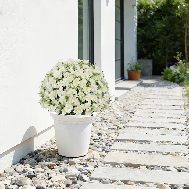 24-Inch Faux Flower Artificial Snow Lotus Potted